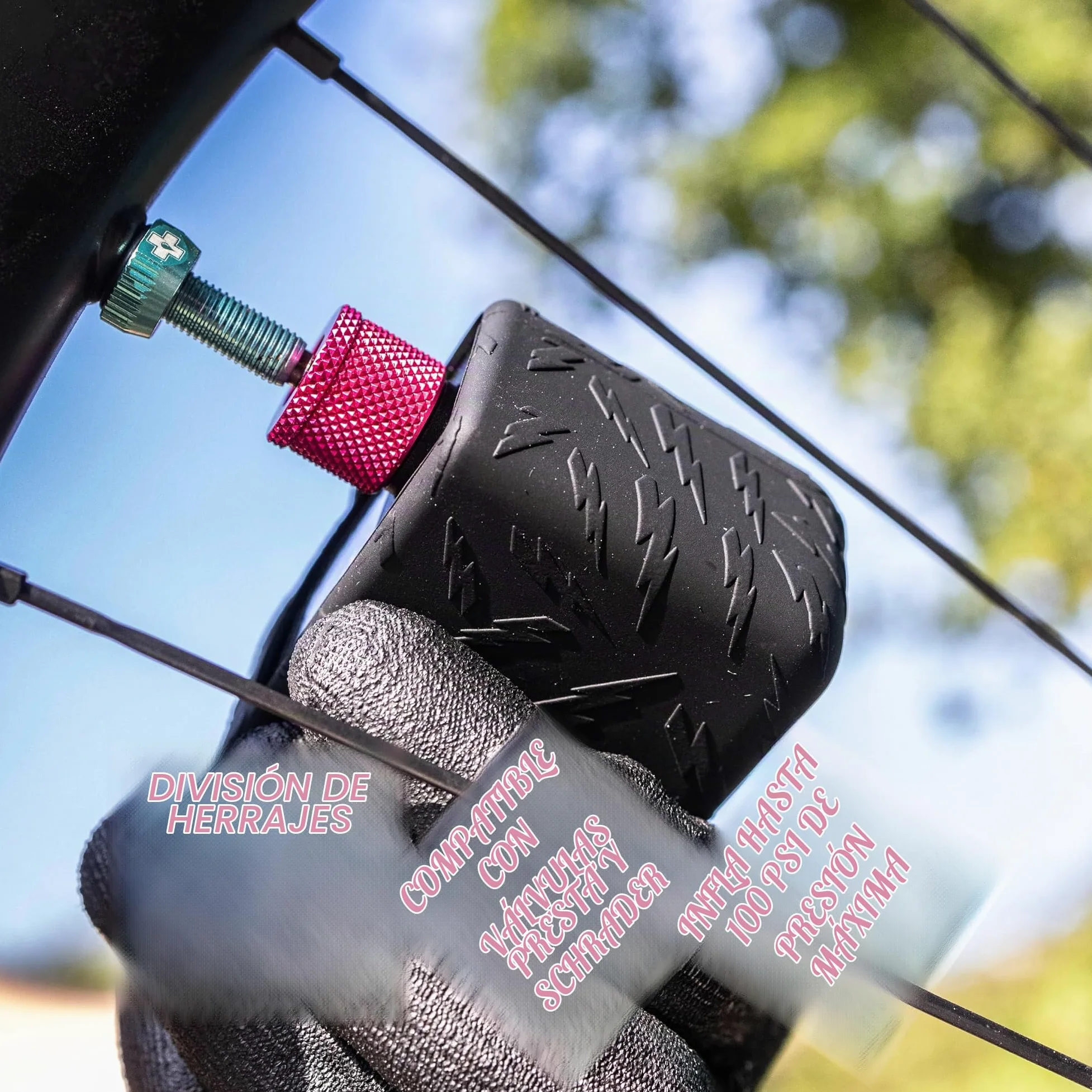 Muc-Off Airmach Mini Inflador Eléctrico - Presta y Schrader - Bomba de Bicicleta Compacta con Carga Rápida USB-C