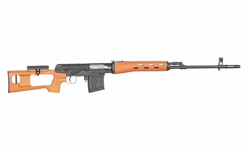 Réplica de Rifle de Francotirador de Airsoft Modelo Dragunov SVD o SWD accionado por Muelle de Madera Real de la Marca AGM - Potencia 1,2 Julios