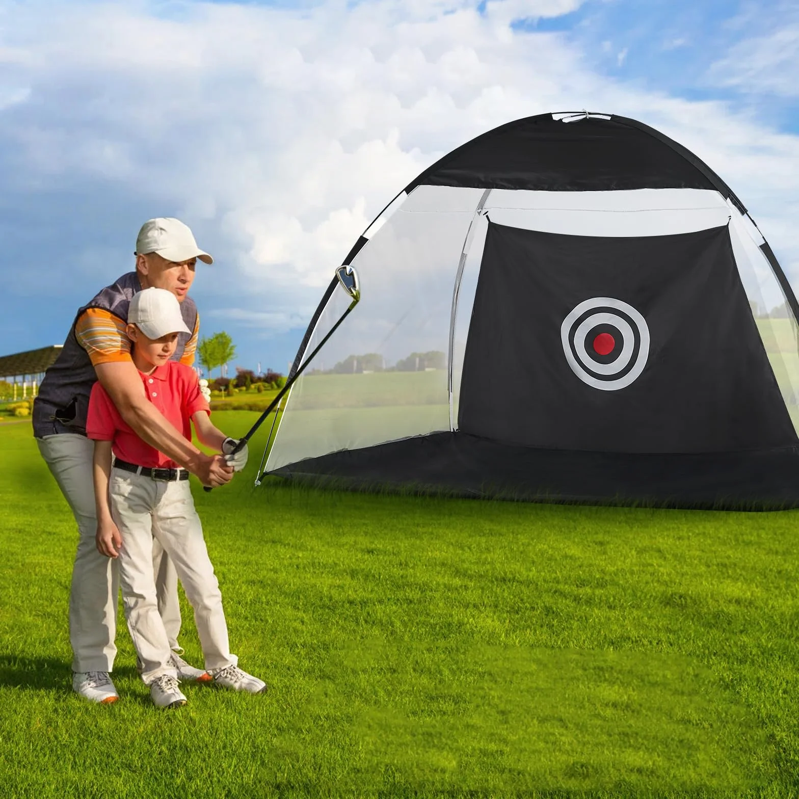 TUKAILAi Red de golf plegable de 10 x 7 pies, red de golf portátil para jardín, interior y exterior, red de práctica de golf para interior, exterior, patio trasero, red de práctica de golf todo en 1