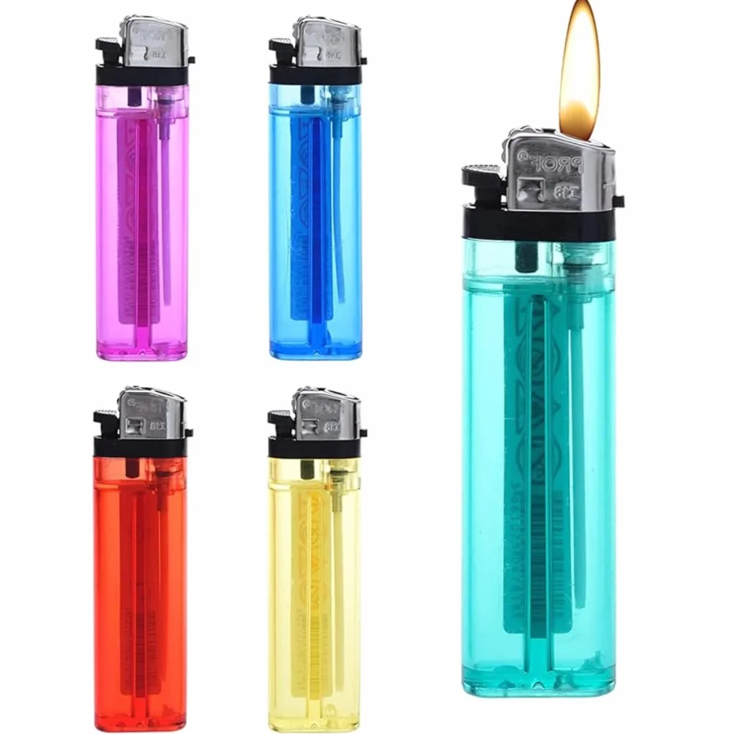 KROWN Pack de 50 Encendedores Desechables Transparentes de Plástico