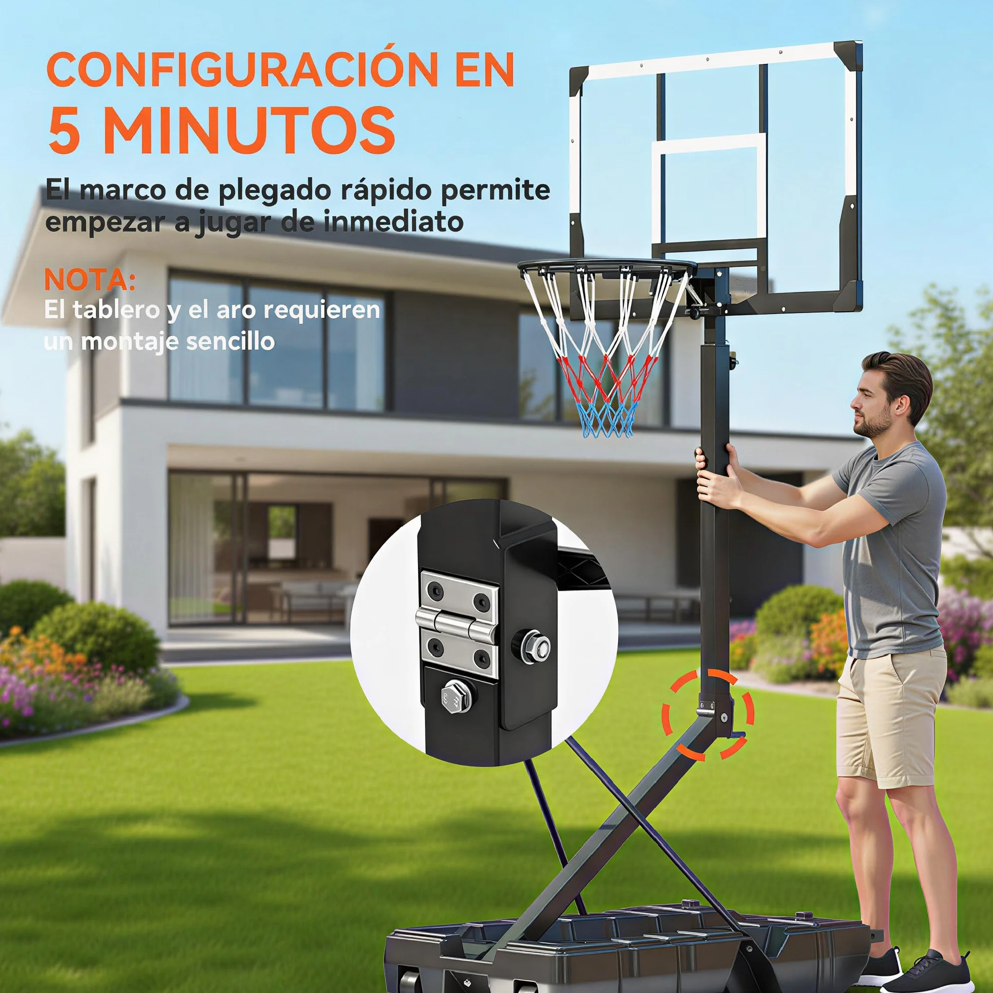 SPORTNOW Canasta de Baloncesto Exterior Altura Regulable 230-305 cm Portátil Marco Plegable