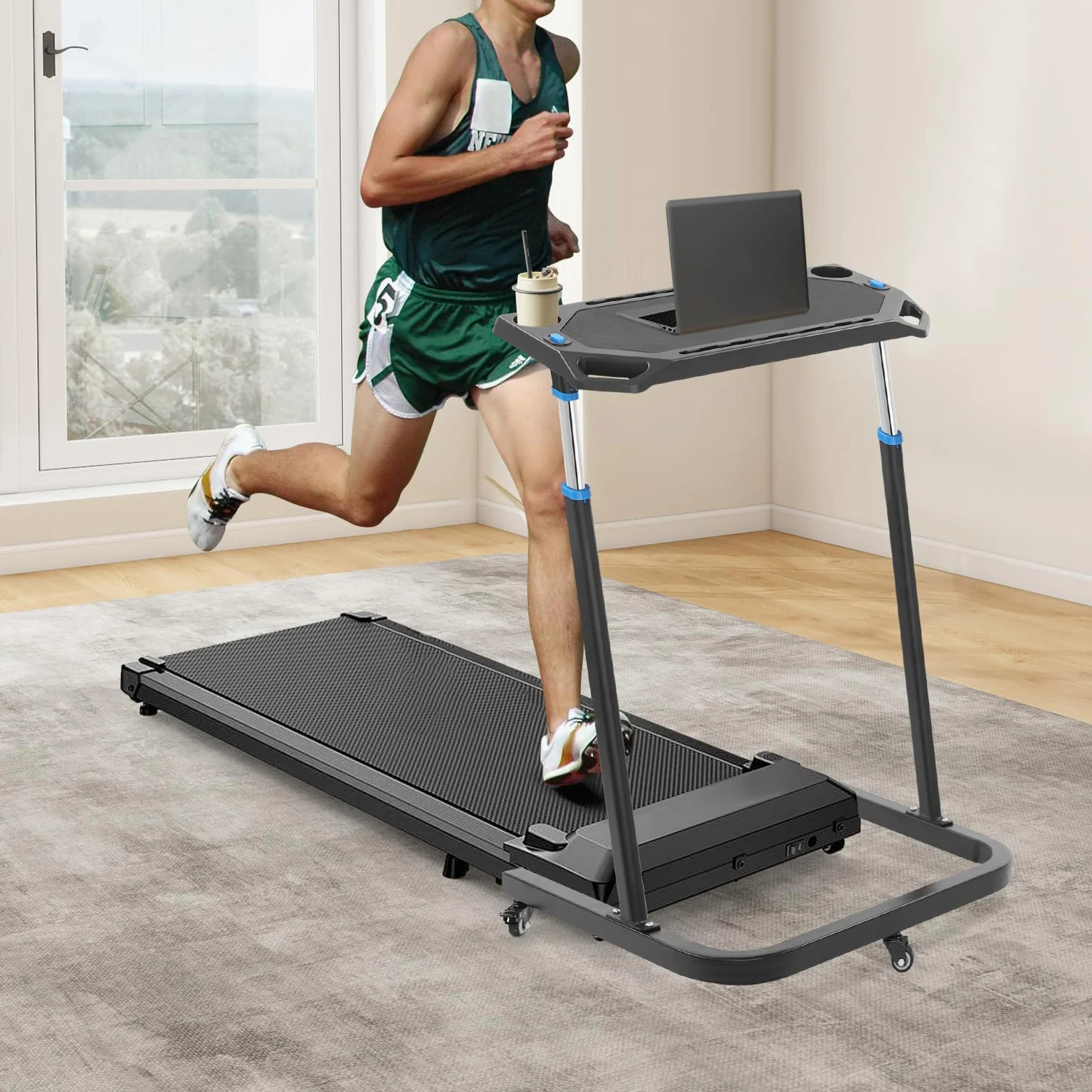Entrenador de ciclismo de interior con mesa ajustable de 82 – 120 cm, para bicicleta de carretera y de montaña, para el hogar, soporta 50 kg