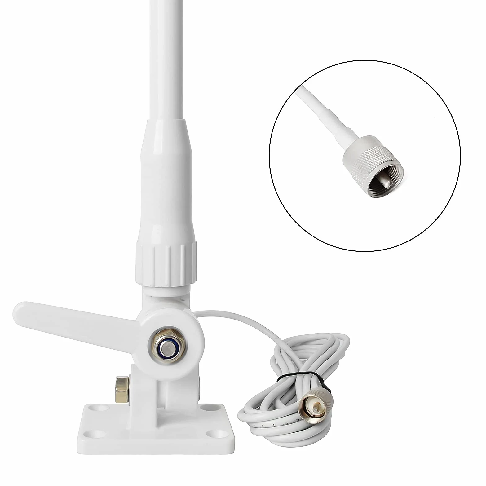 HYS Antena de Fibra de Vidrio Marina VHF 1,1 m/43,7 Pulgadas de Ganancia Antena 7 Metros alimentador coaxial con Conector PL-259, Adecuado para Yates, cruceros, automóviles, Camiones