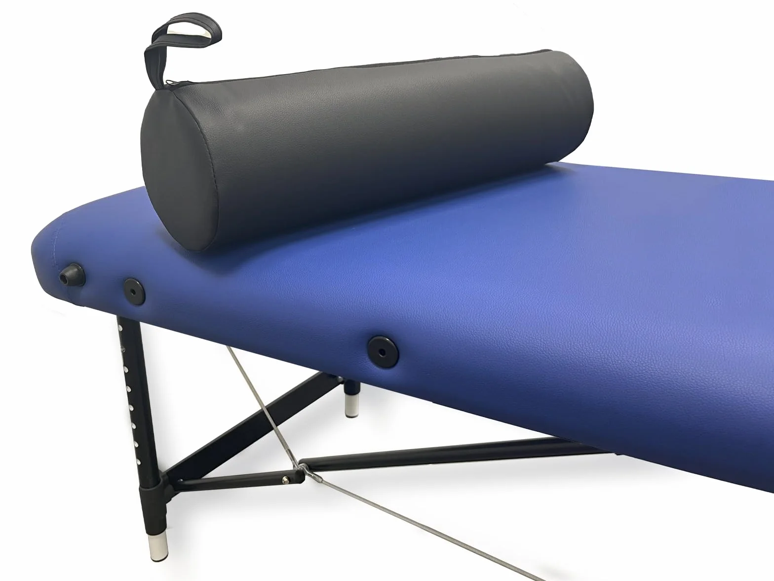 QUIRUMED Cojín Rodillo 55x15 cm Negro Polipiel Relleno Espuma Yoga Fitness Masaje