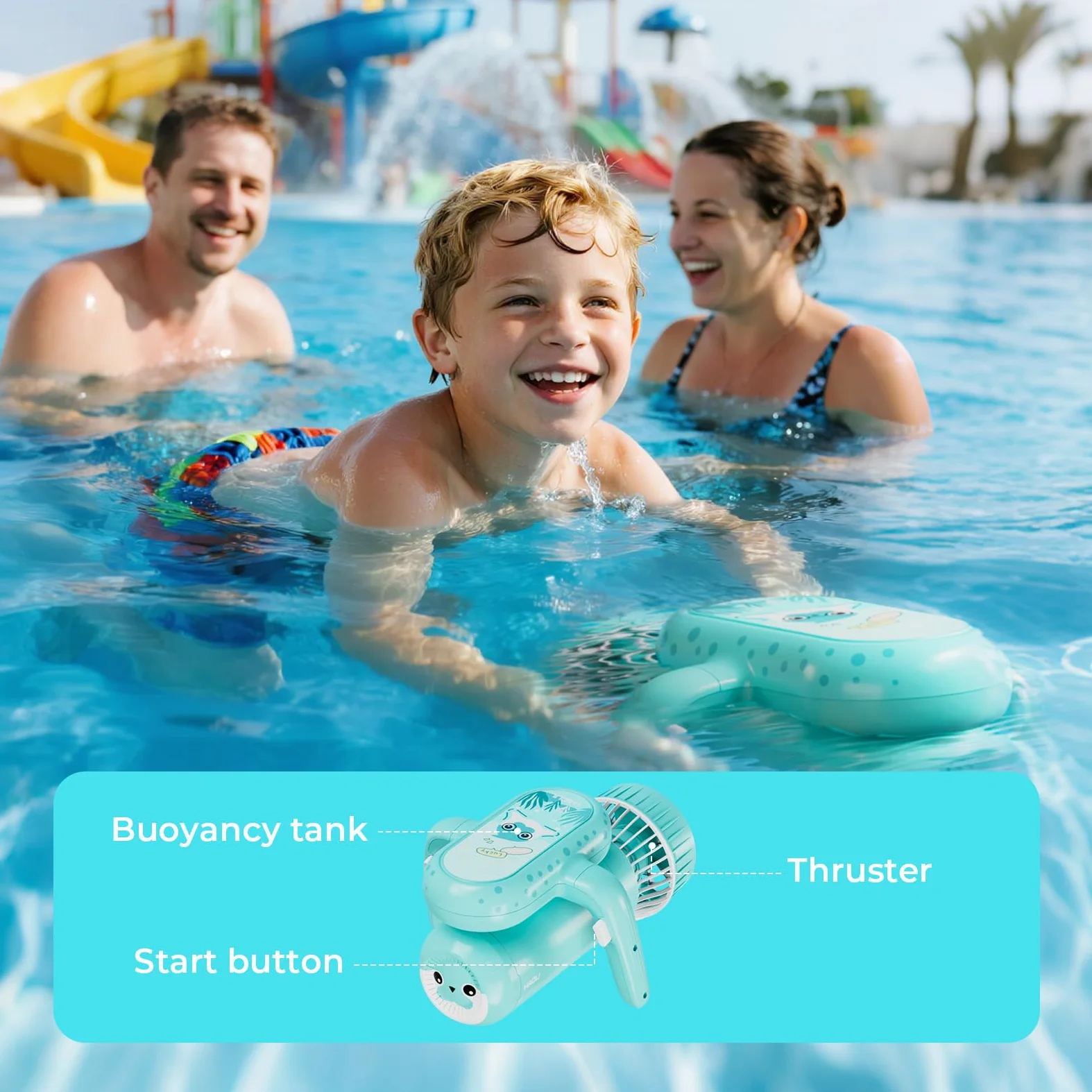 Patinete subacuático para diversión familiar, scooter de mar de larga duración para nadar y hacer esnórquel, 2 modos de velocidad, scooter de piscina para jugar en la piscina y parque acuático