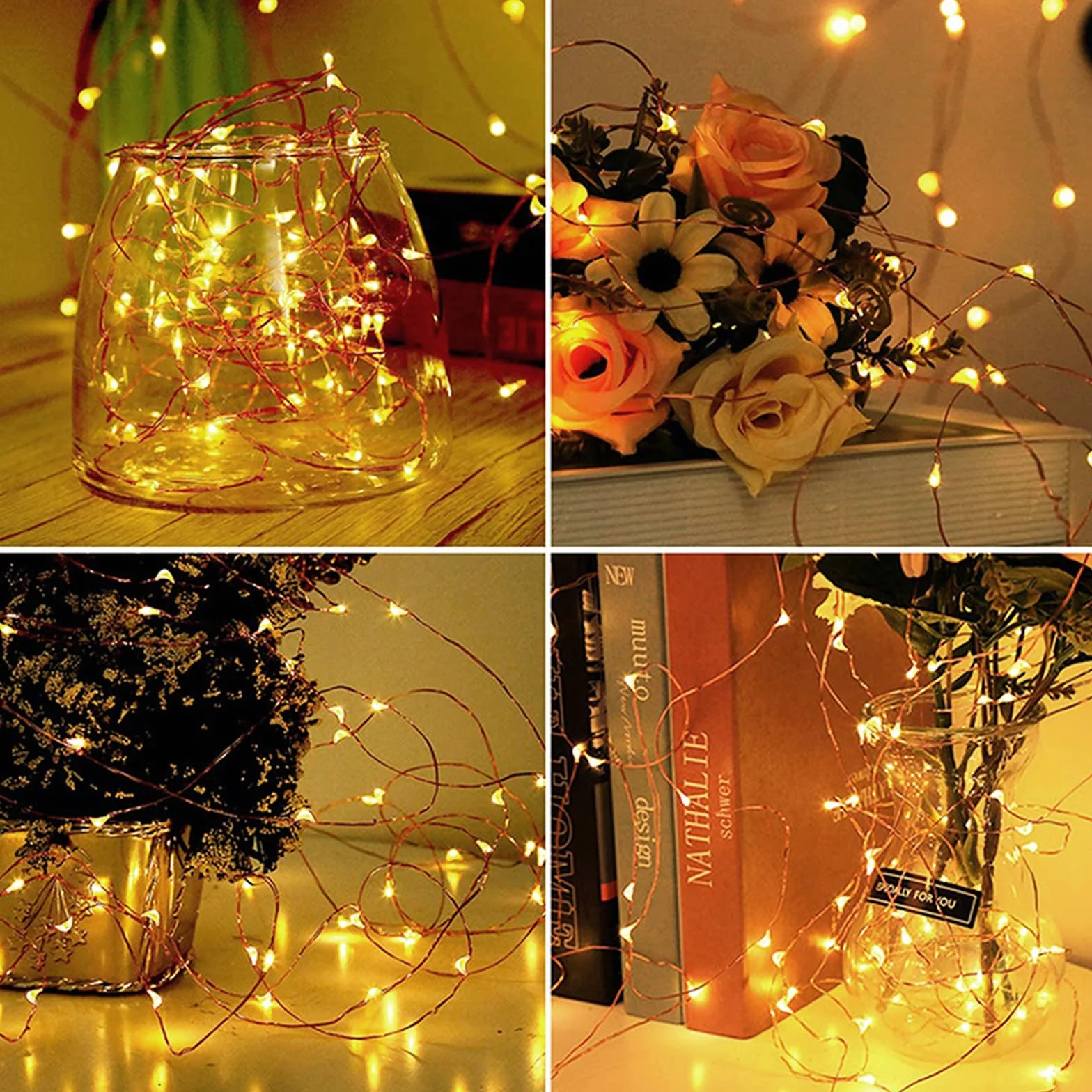 Jsdoin Guirnalda Luces 5M 50 LED Blanco Cálido Interior Hadas Navidad