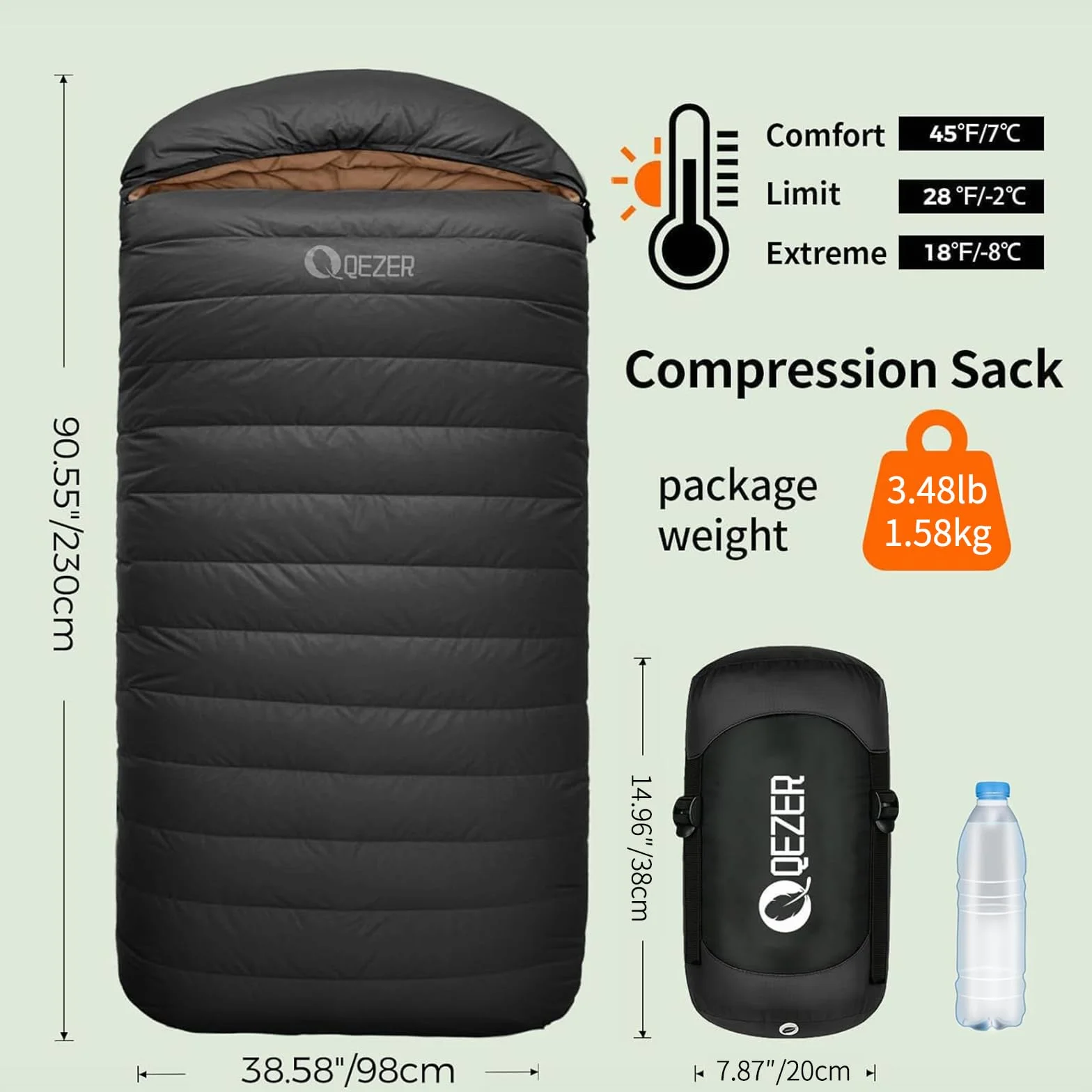 Saco de dormir XL con relleno de 600 grados para adultos, ultraligero, ideal para mochileros, camping, senderismo