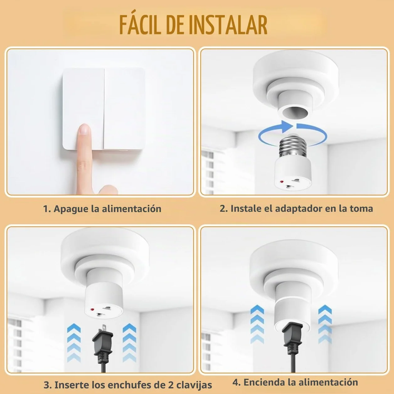 Veemoon Adaptador de enchufe de bombilla E27 2 pines 2 unidades