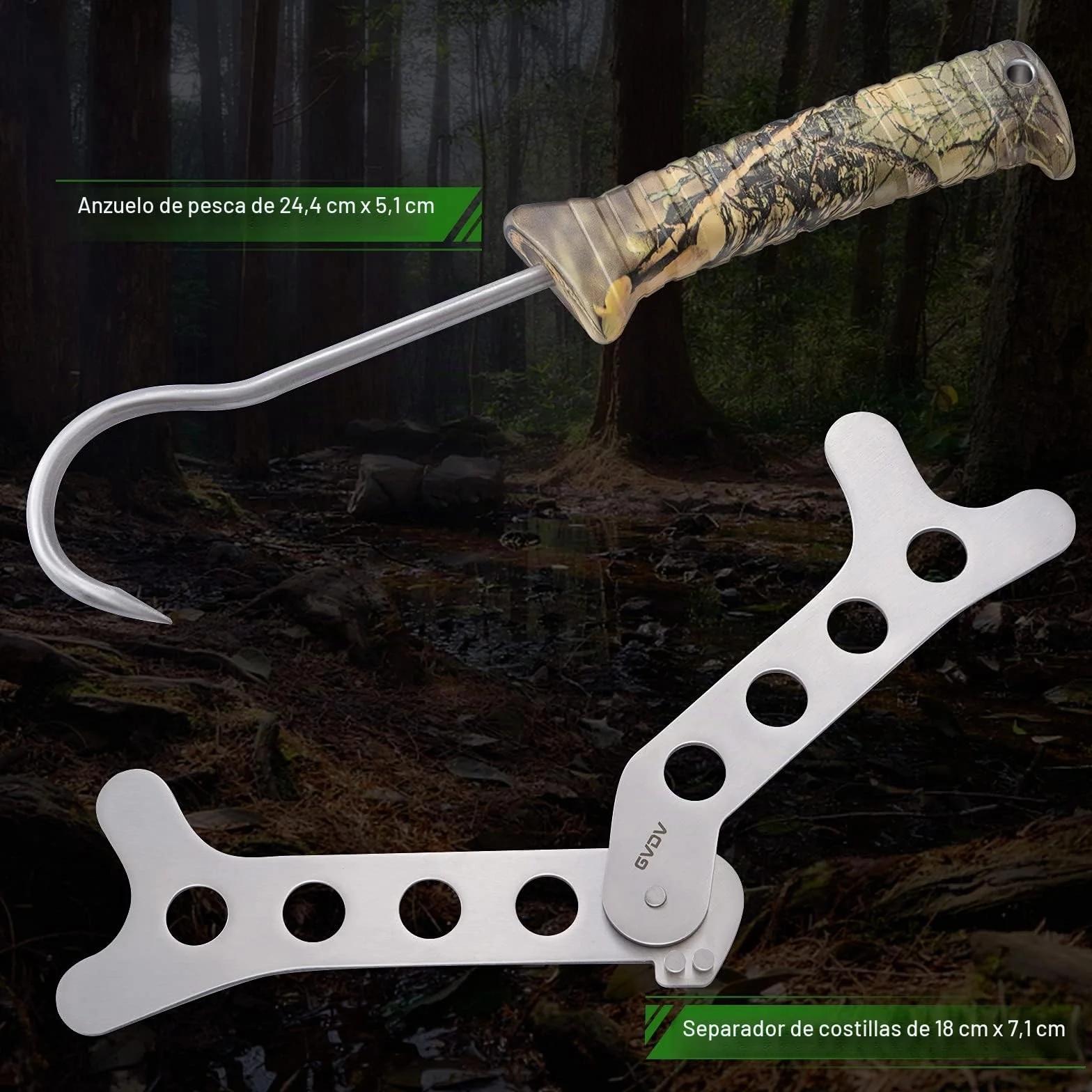 GVDV 14 Piezas Juego de Cuchillos de Caza, Cuchillo Desollador con Gancho para el Intestino, Cuchillo de Capa, Hacha, Sierra para Madera/hueso y Más