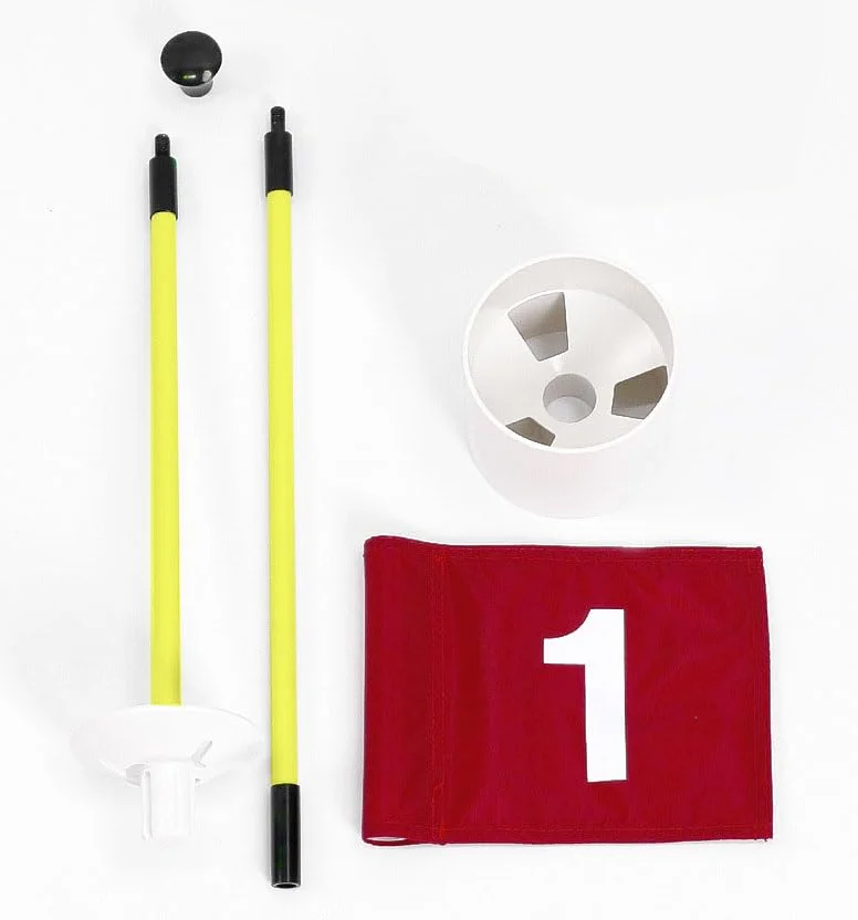 Juego de bandera portátil de 2 secciones con diseño de agujero de golf, bandera verde para patio trasero, juego de tazas de bandera de 3 pies