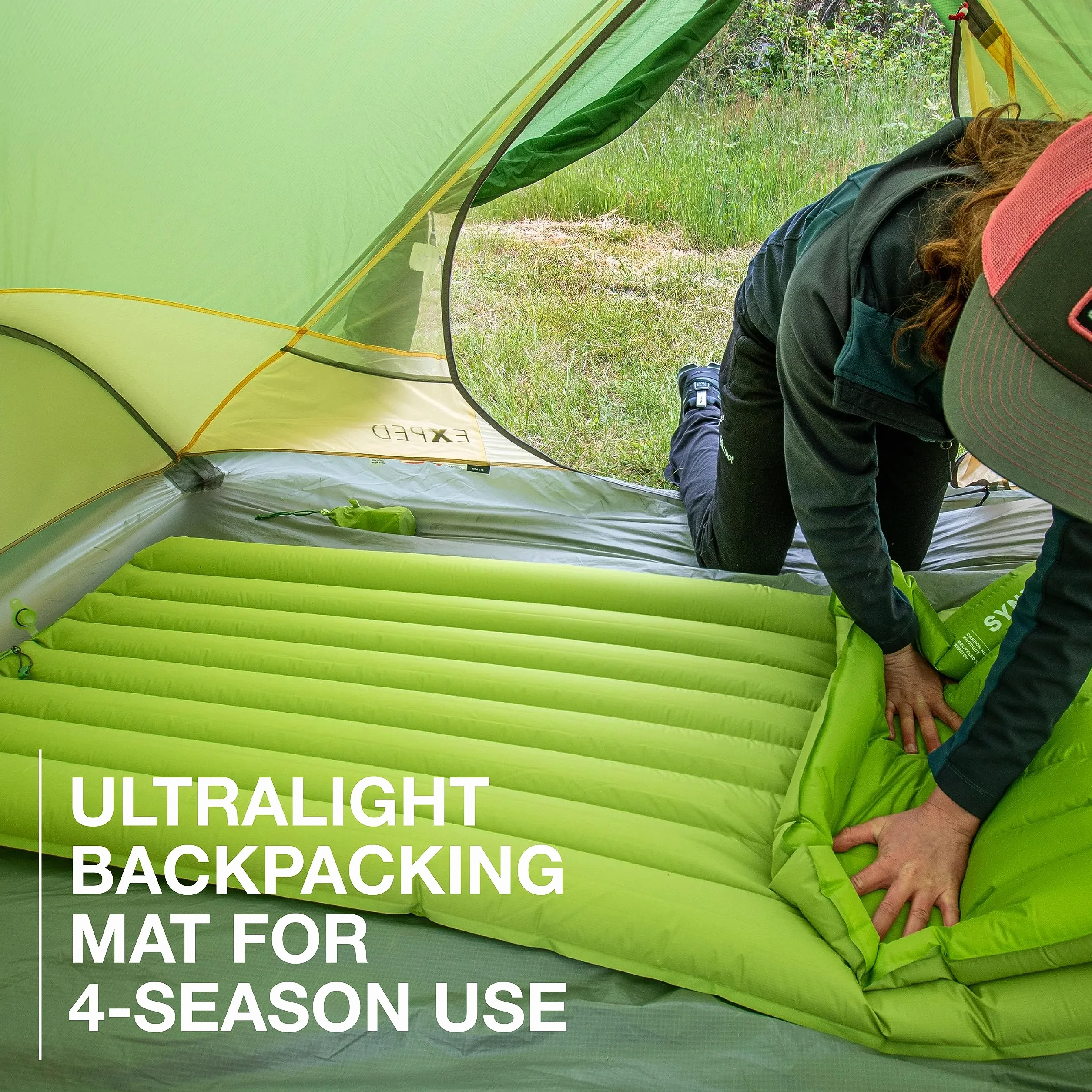 Exped Ultra 5R | Tapete Ligero para mochilero | Plegable y cómodo | Tapete de Dormir de -5 Grados para 4 Estaciones, liquen, Mediano | Colchoneta de dormir ultraligera para acampar durante las 4 estaciones