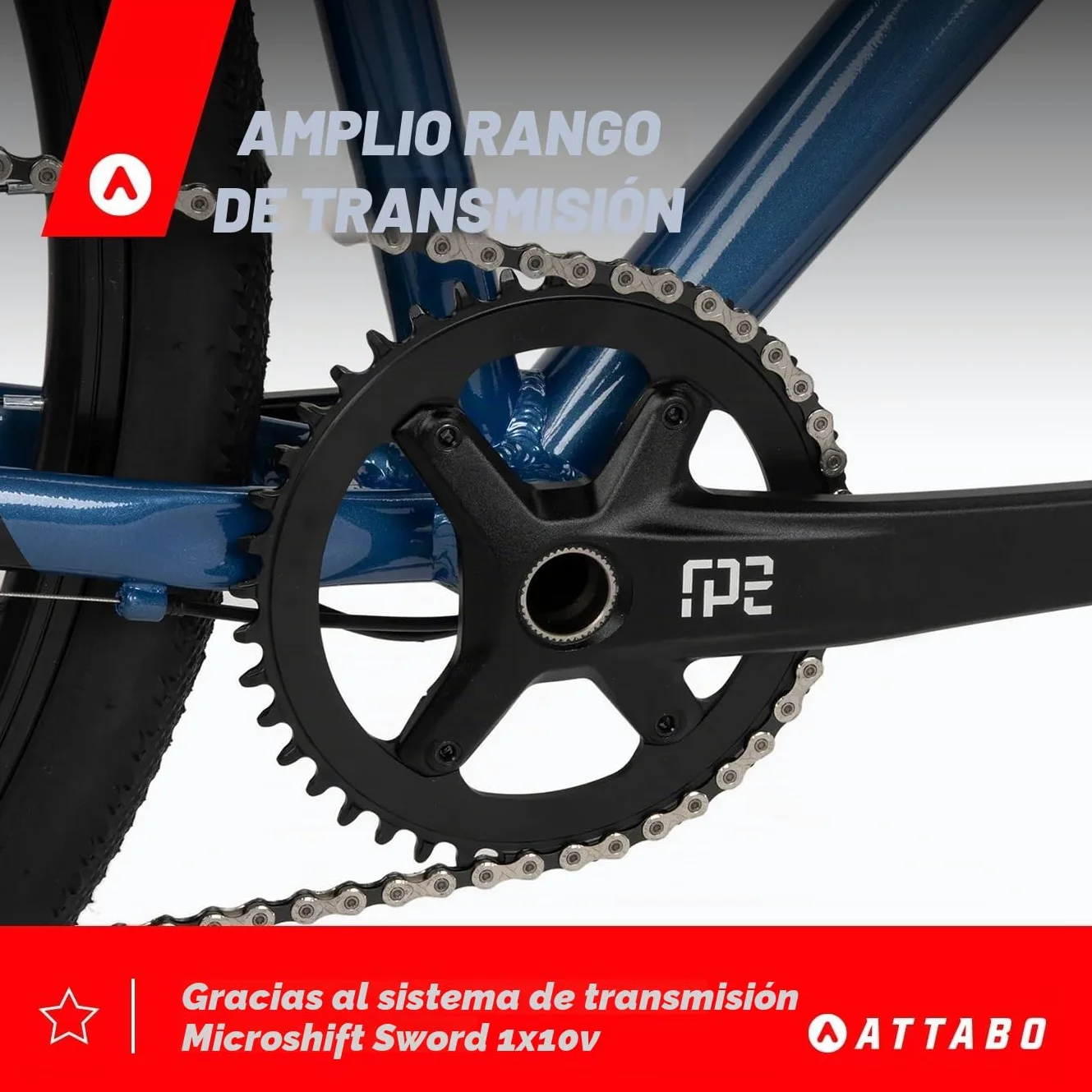 ATTABO Bicicleta Gravel Grado 2.0 con Cuadro de Aluminio 54 cm Manillar Ergonómico Frenos de Disco Mecánicos TEKTRO Azul Bici con Ruedas de 28" con Accesorios Sillín Ajustable 10 Velocidades