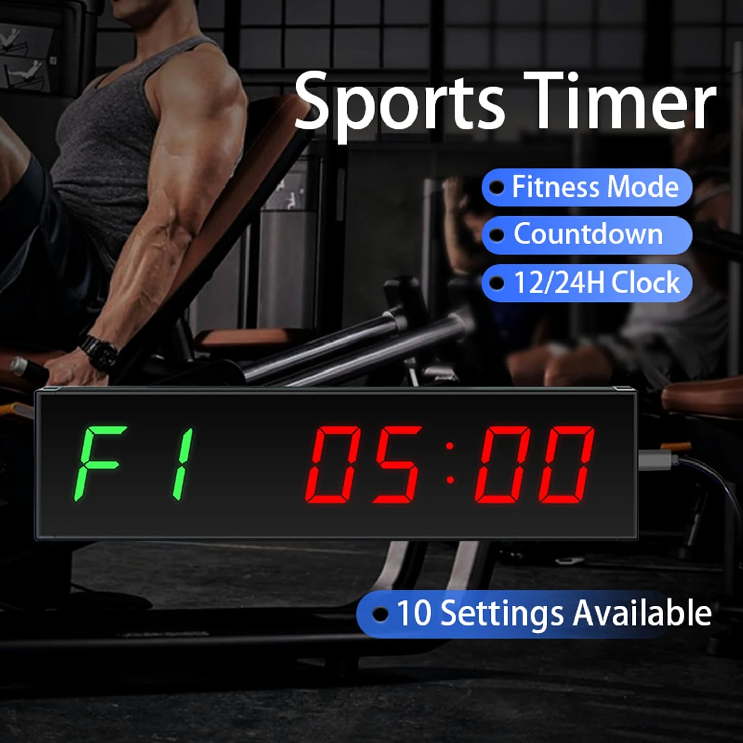 Reloj despertador digital de pared de 12 pulgadas para entrenamiento de intervalos con cronómetro de cuenta regresiva/arriba, temporizador de intervalo de gimnasio, control remoto Tabata EMOM para