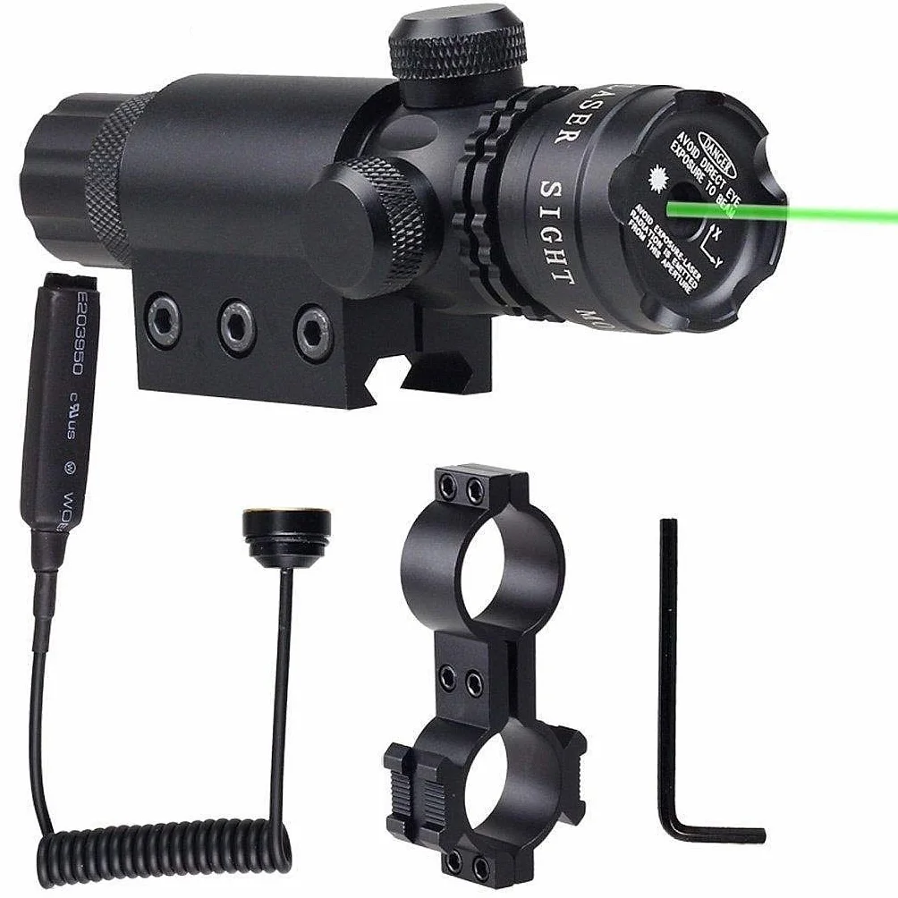 Puntero Laser Potente con Mira Telescópica y Soporte Picatinny, Ajustable para Riel 11 mm y 22 RF Airgun