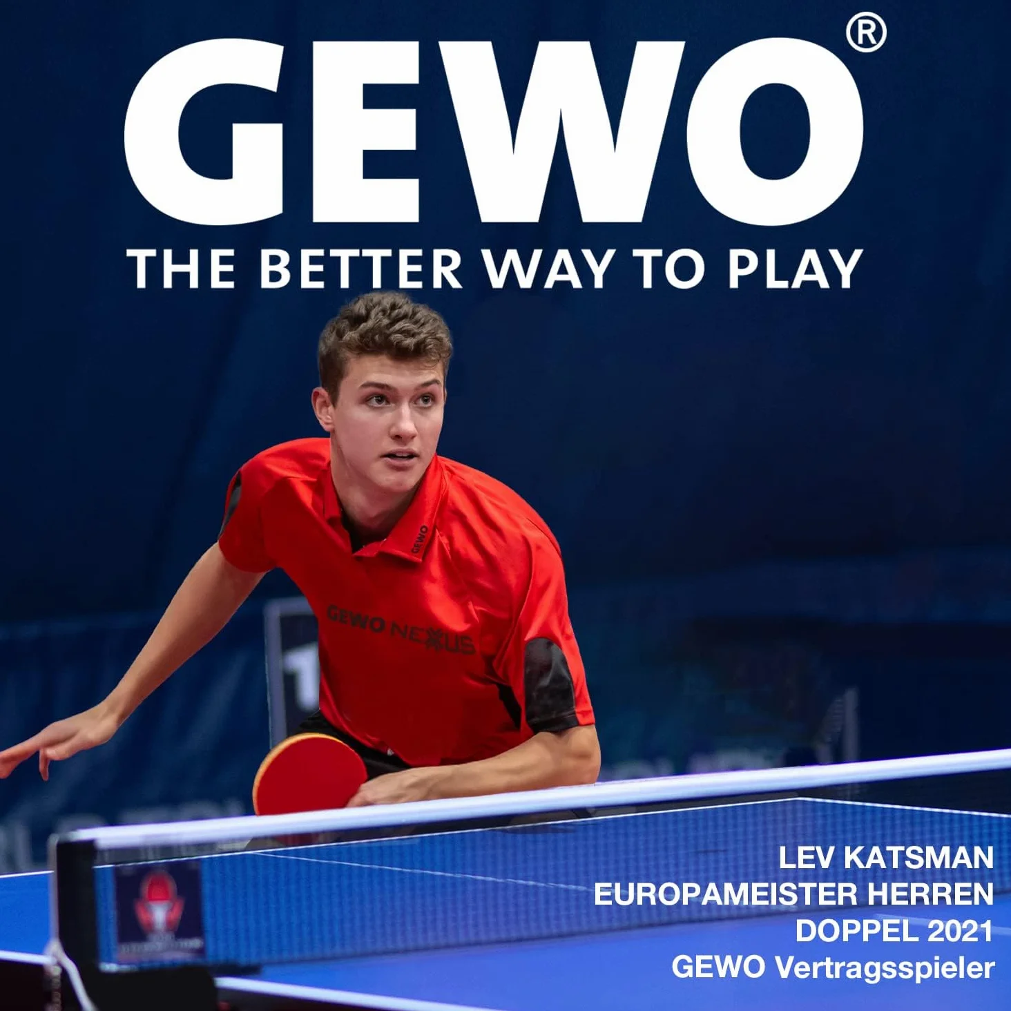 GEWO SMASH Tischtennisschläger - ITTF genehmigter Allroundschläger für Kinder, Wettkampf-Komplettschläger mit kontrolliertem Thunderball 2 Belag und hohen Rotationseigenschaften, konkav, 2,0mm Schwamm