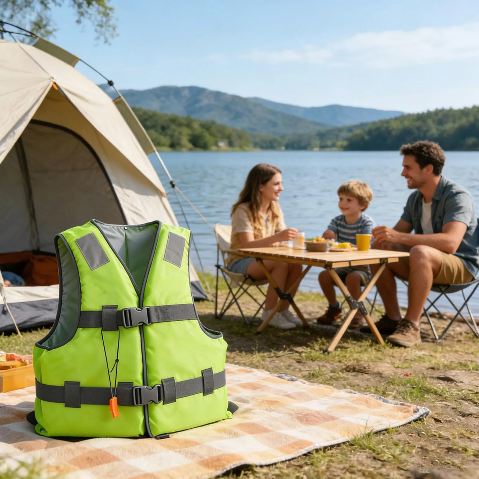 Genérico Chaleco Salvavidas Ligero Turístico, 5 Tallas S-XXL Plegable con Silbato, para Vacaciones de Playa, Piscina y Turismo Acuático de Fin de Semana