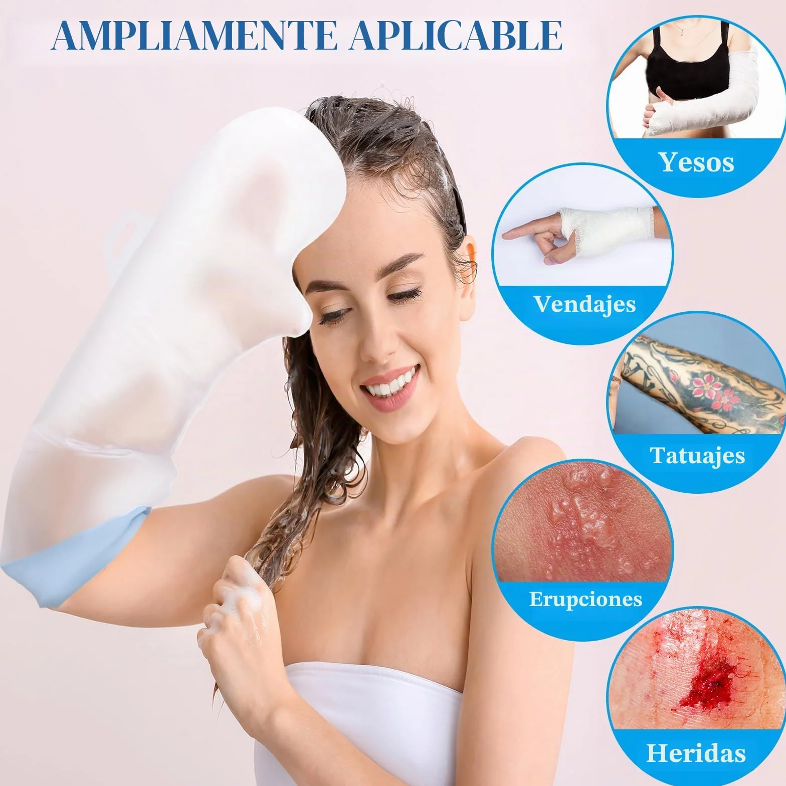 Fasola Protector Escayola Brazo Ducha Adulto Reutilizable Funda Mantenga Secos Yeso Vendaje
