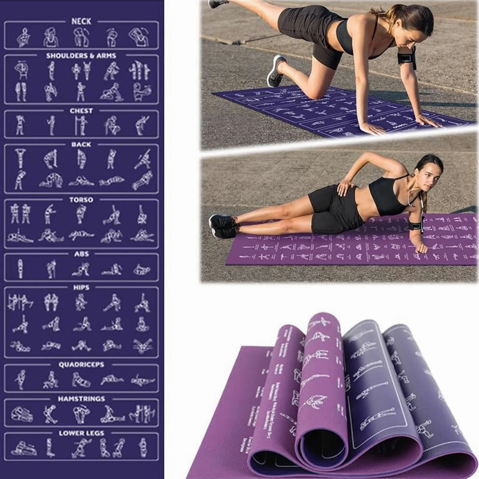 Alfombrilla de Yoga Gruesa Con Almacenamiento Antideslizante Suave | Esterilla de Yoga Antideslizante para Ejercicio para Hogar Viaje Gimnasio Estudio Pilates Fitness Aire Parque Infantil