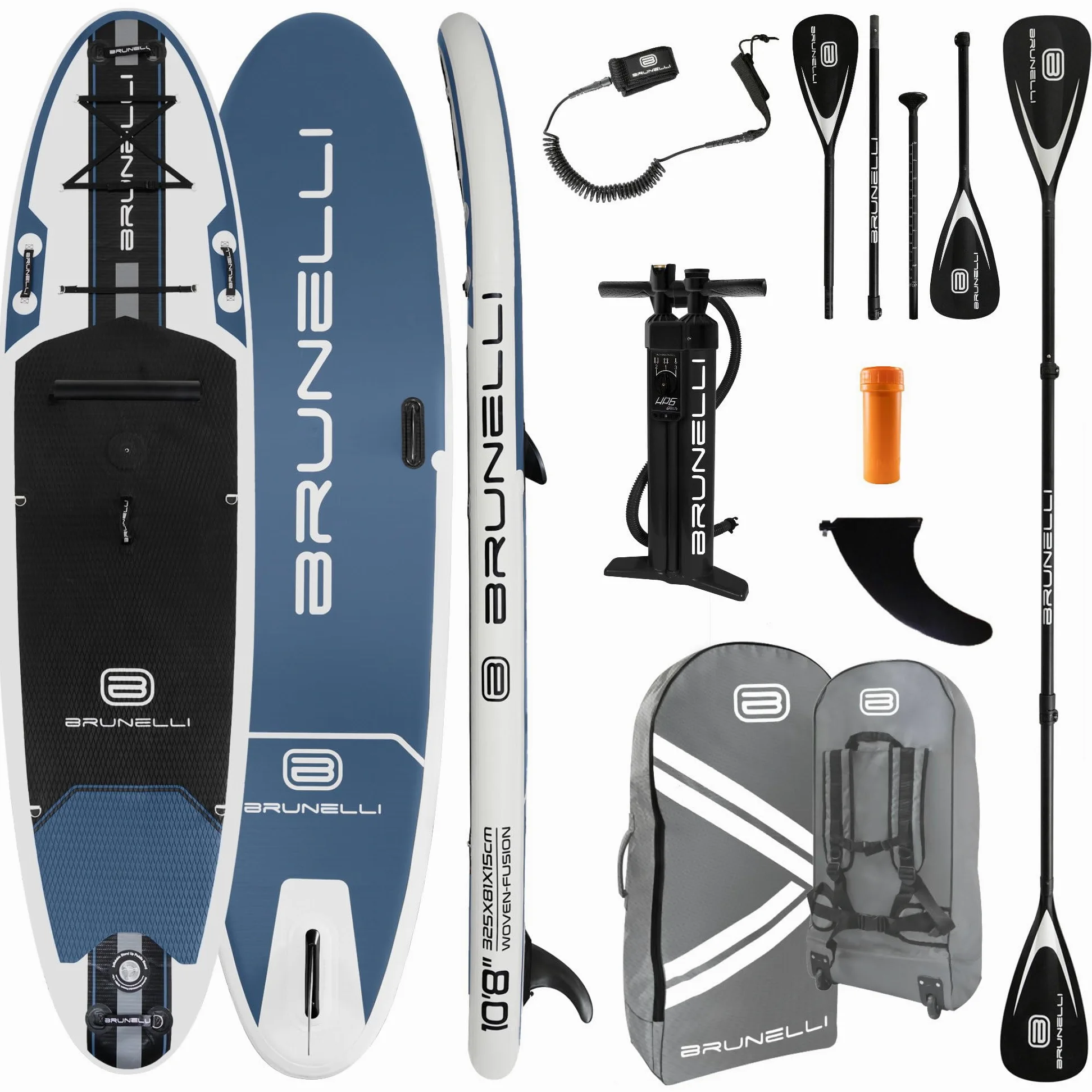 BRUNELLI 10.8 Windsurf Woven X Fusion Double Layer iSUP Board hinchable Stand Up Paddle Set Azul