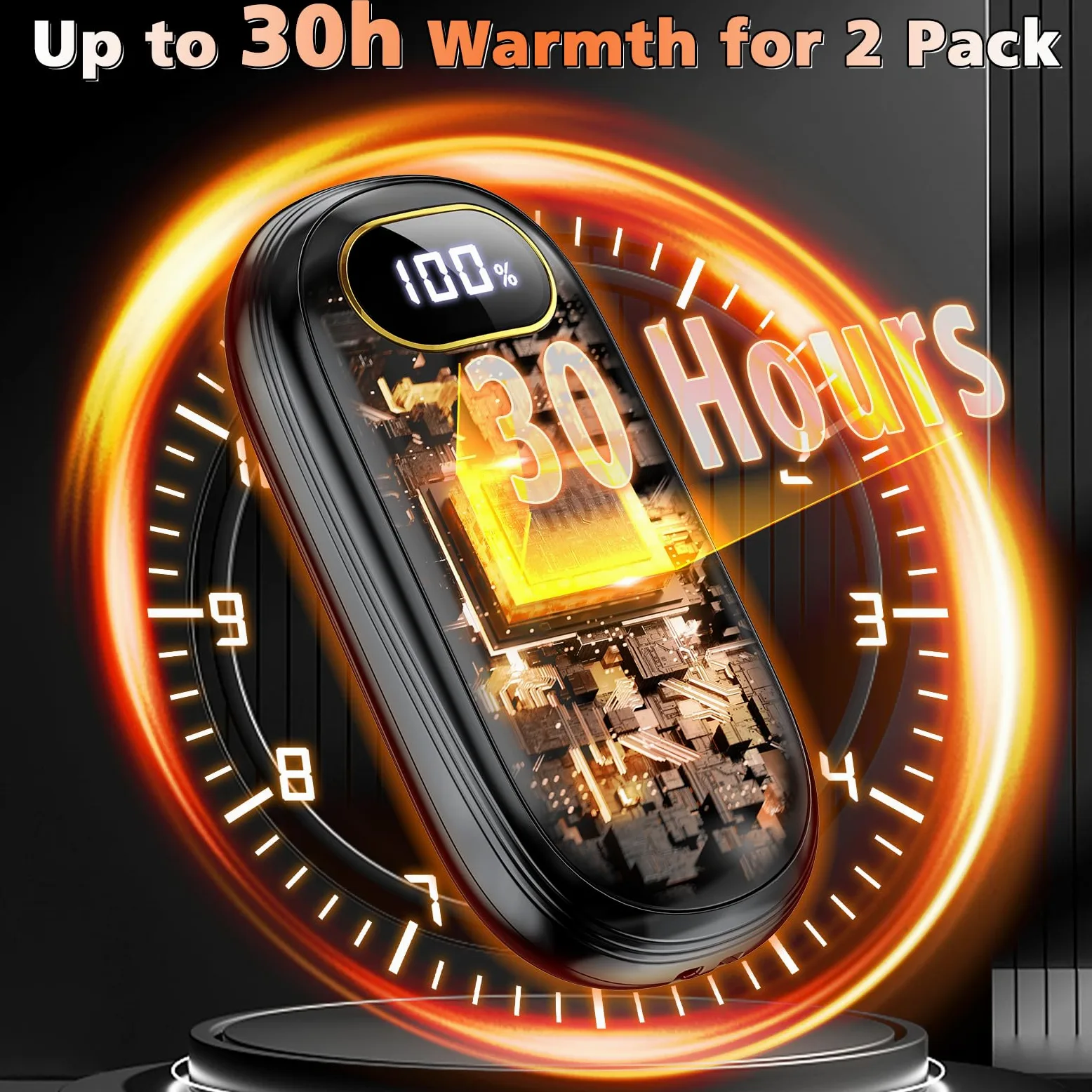 Calentadores de manos recargables, paquete de 2 calentadores de manos eléctricos con calefacción de doble cara para 15 horas de calor, pantalla LED y linterna, artículos esenciales de caza, regalos de