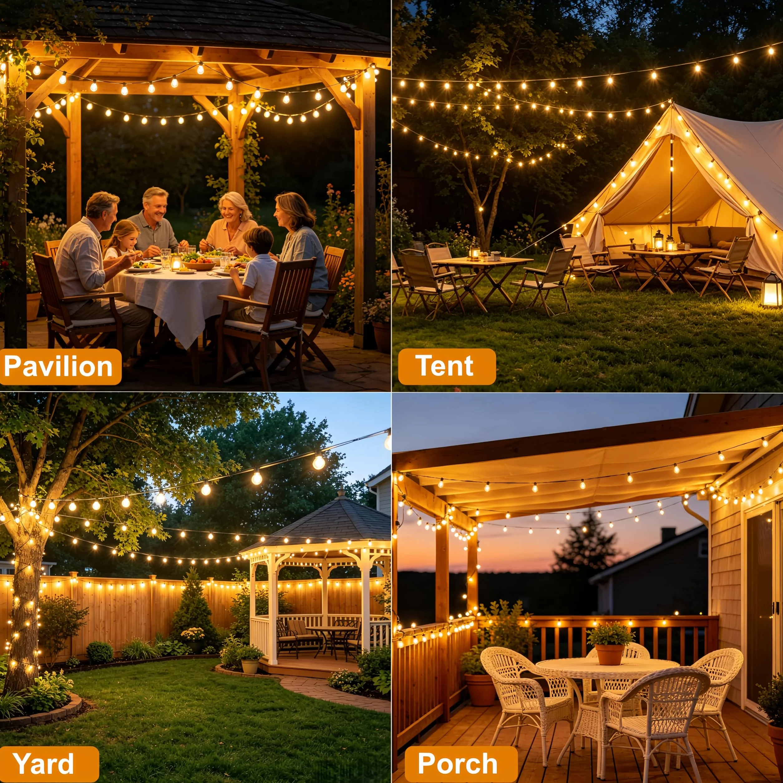 Guirnalda Luces Exterior 30M IP45 Impermeable Led 2700K Blanco Cálido Jardín Patio