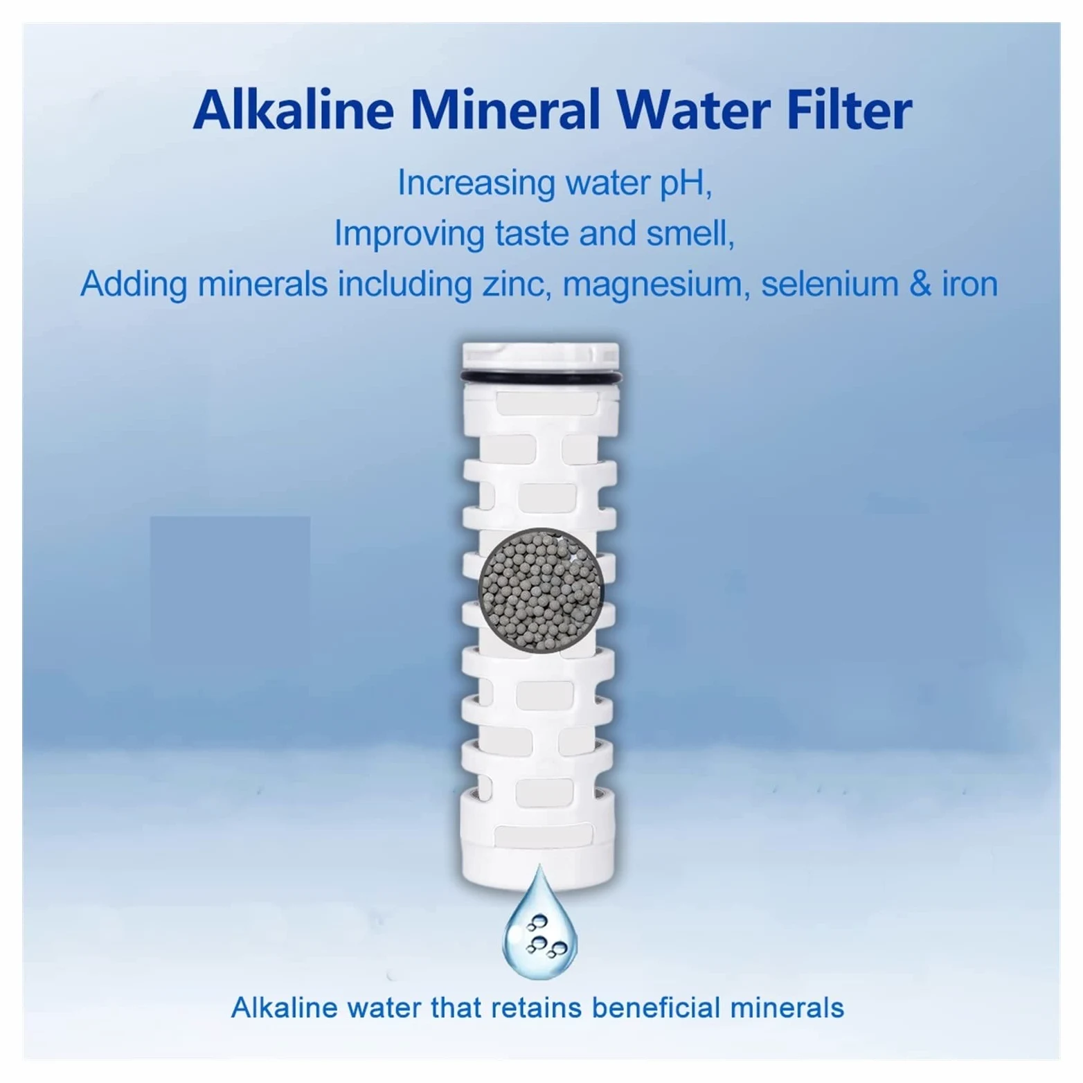 Flujo de agua rápido y ecológico Reemplazo de filtro de agua mineral alcalina PH+ for jarra de botella de acero inoxidable aislada(6x Filter)