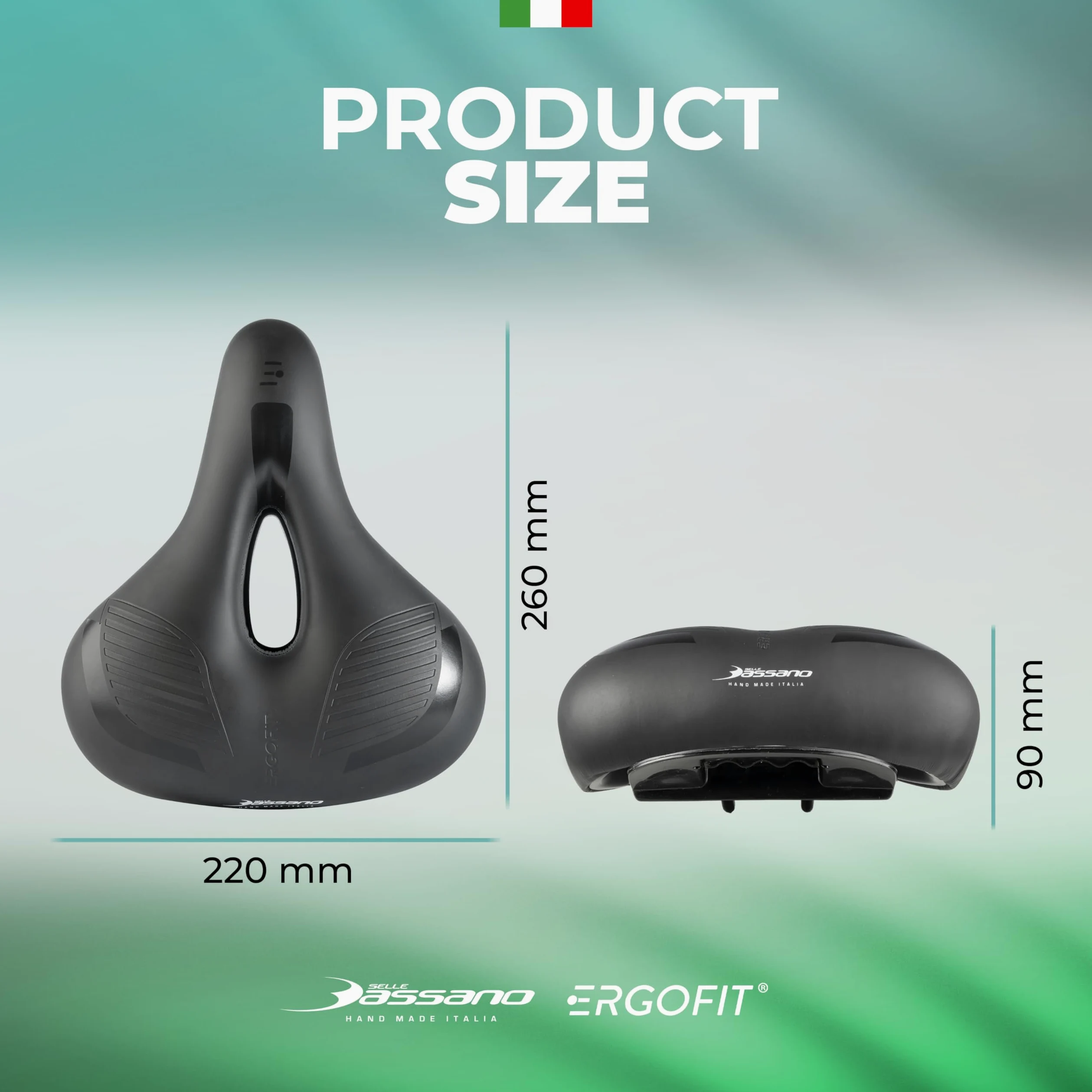 Selle Bassano - Viale Ergofit City XXL SIL Ready, sillín para bicicleta con tecnología Ergofit, cómodo y ergonómico, fabricado en Italia