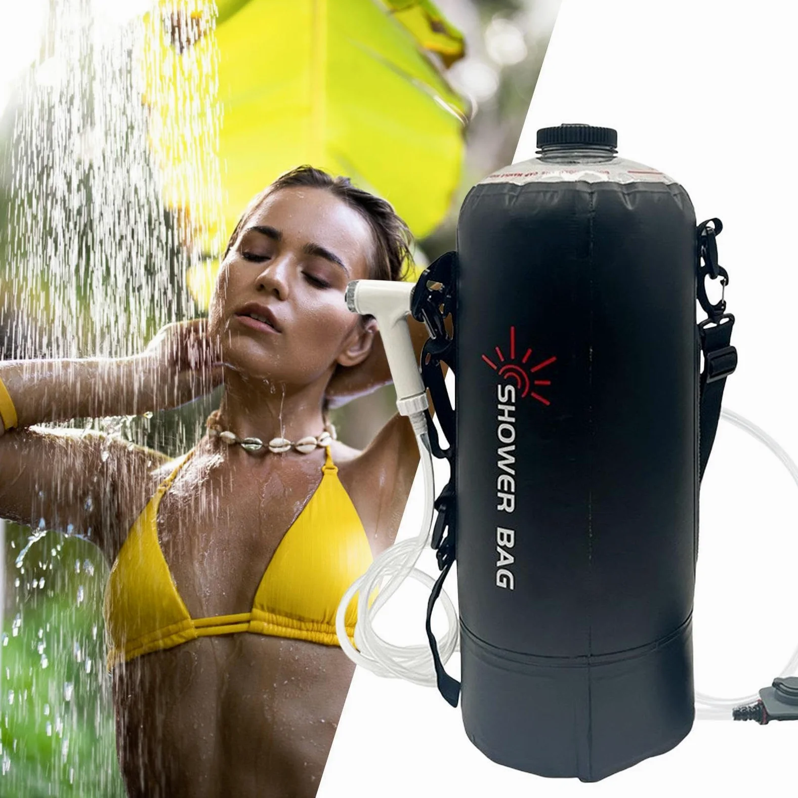 Generisch Bolsa de ducha portátil para camping, equipo de senderismo, juego de herramientas, | Duchas solares portátiles para acampar, cabezal de ducha conmutable para equipo de senderismo, natación, accesorios de viaje