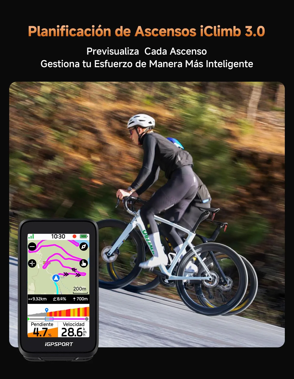 iGPSPORT BiNavi Air GPS Bicicleta Pantalla Táctil HD 3" iClimb 3.0 Ciclismo Virtual 30h