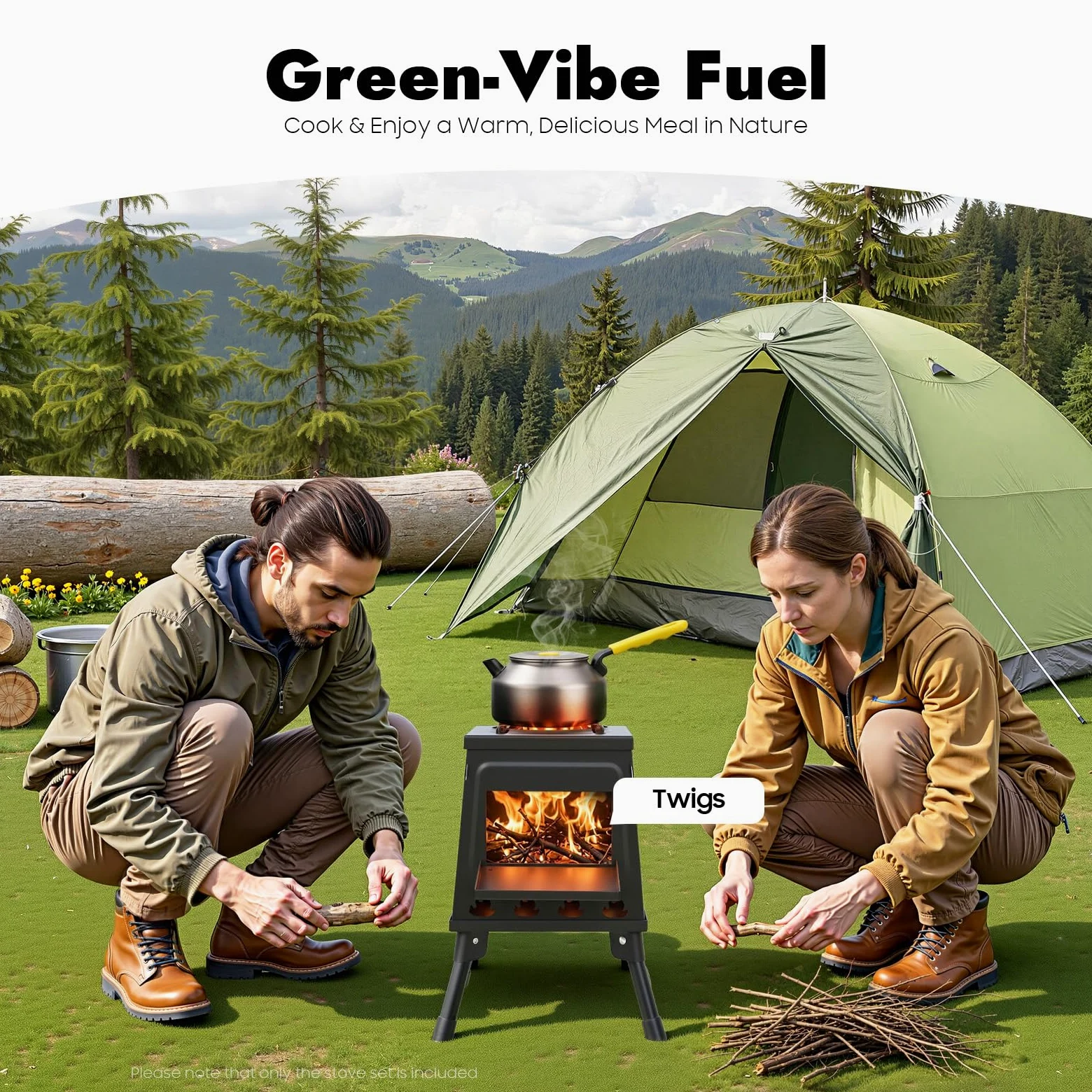 Estufa portátil de acero plegable para camping, estufa de leña multifuncional para exteriores, para 3-5 personas, color negro