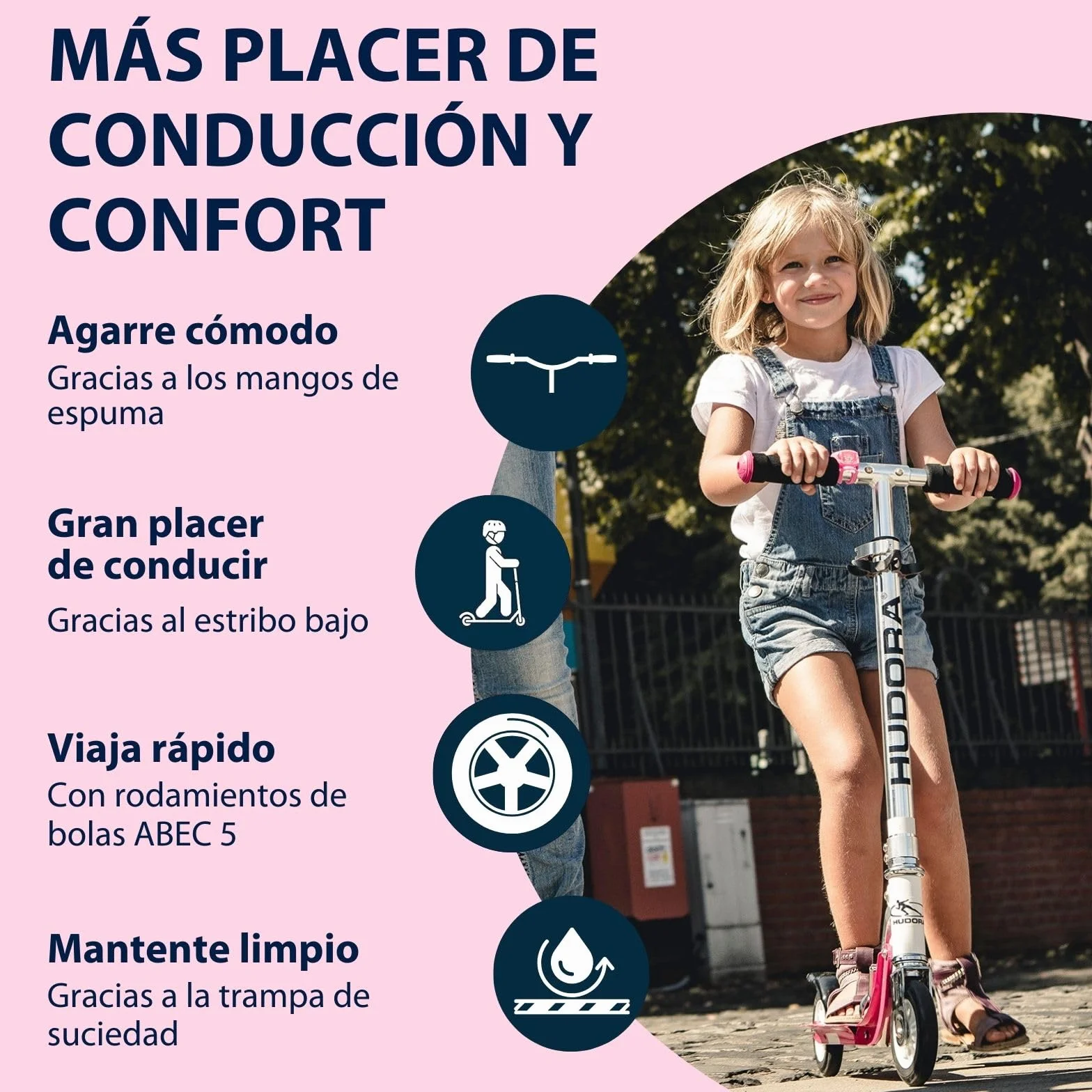 HUDORA Scooter BigWheel 125 Patín de Aluminio Ajustable Plegable niños hasta 100kg