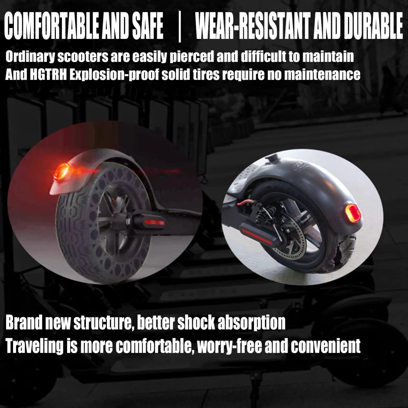 Neumáticos de goma maciza de 10 pulgadas para scooter, neumáticos de scooter a prueba de pinchazos compatibles con scooter eléctrico Segway Ninebot Kickscooter Max G30, 60/70-6,5 Reemplazo de neumátic