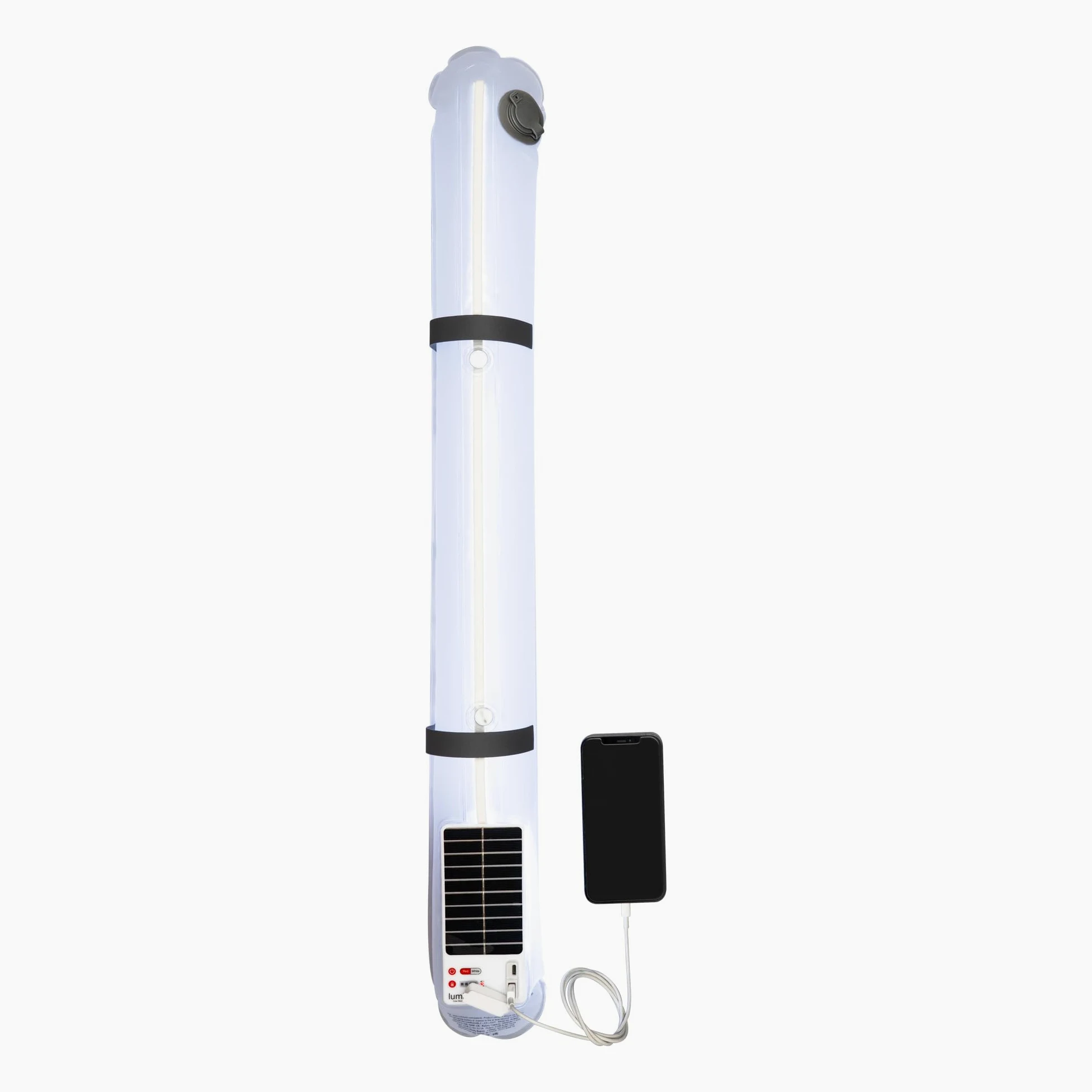Luminaid Cargador de teléfono de haz solar de 200 lúmenes, color blanco frío o rojo, 5 ajustes de luz, incluyendo intermitente, 50 horas de tiempo máximo de funcionamiento, recargable a través de