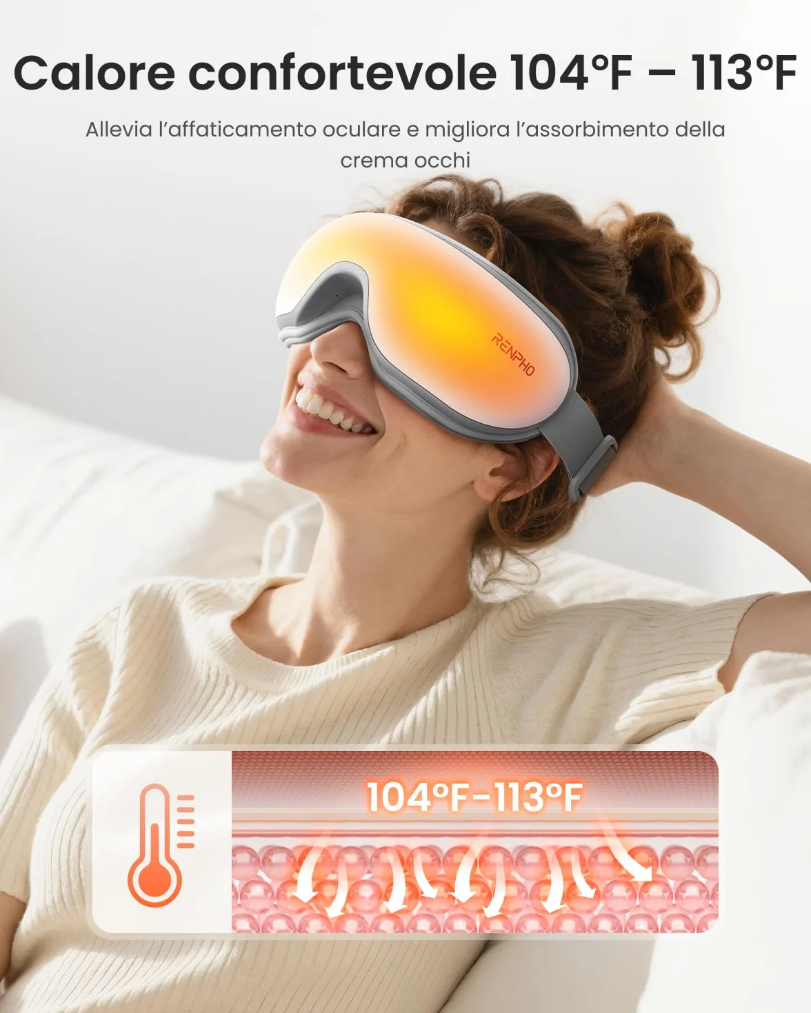 RENPHO Eyeris 1 Masajeador de ojos con calor Bluetooth Plegable para aliviar tensión ocular