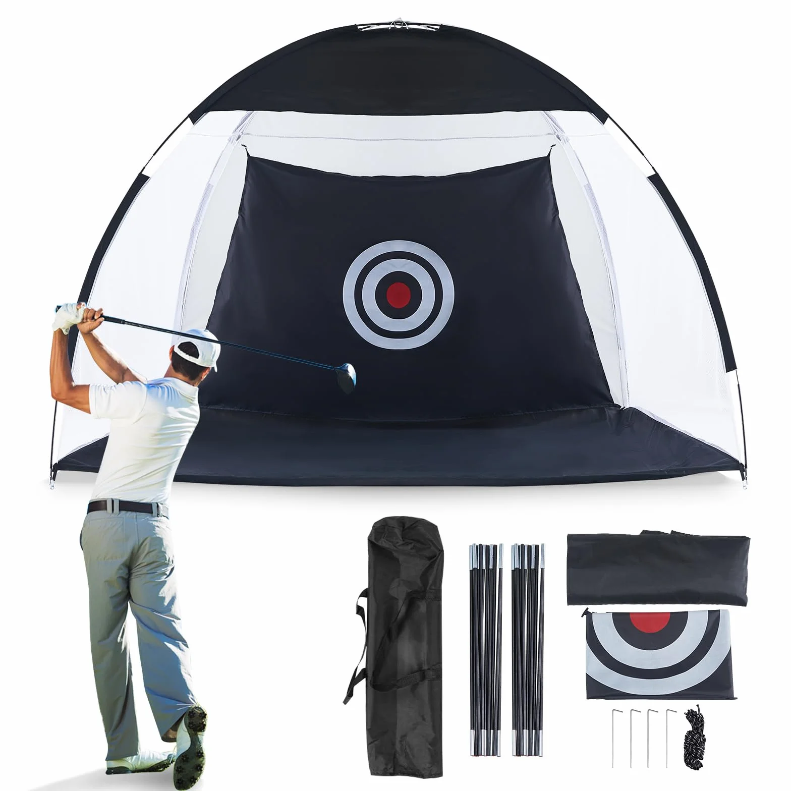 CLIPOP Red de práctica de golf con objetivos de entrenamiento de swing y bolsa de transporte para niños y adultos