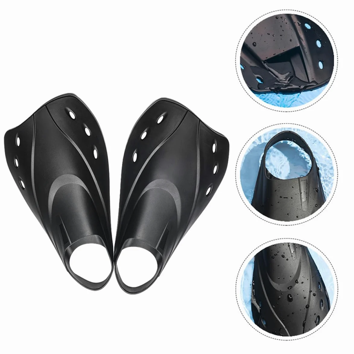 Aletas de Natación para Adultos Negras Bolsillo Suave y Flexible de , Ligeras y Ajustables, Ideales para Piscina y Mar