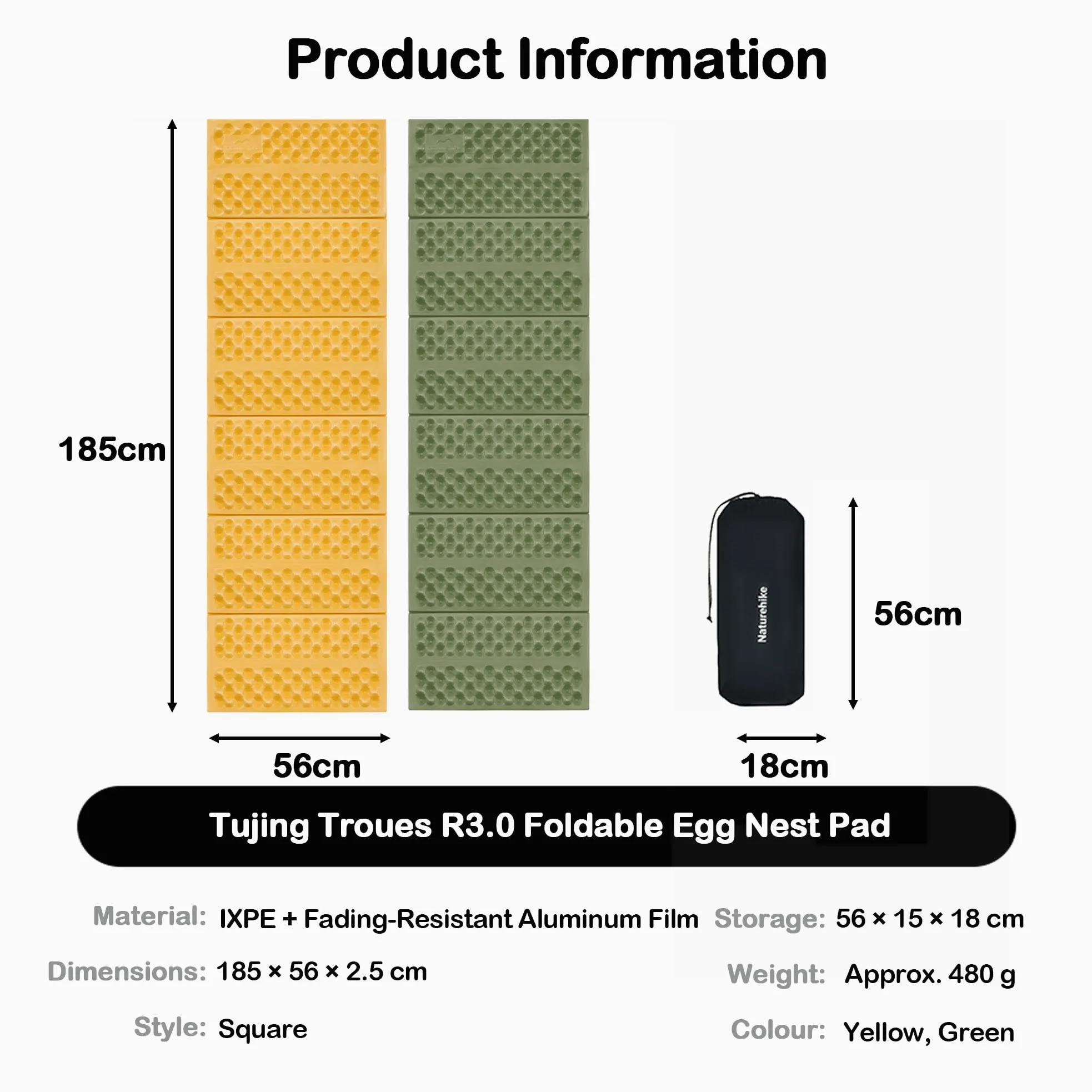 Naturehike R Valor 3.0 - Colchoneta plegable para acampar, colchón ultraligero de 480 g, temperatura de funcionamiento ≥ -5 ℃, 2,5 cm de grosor, IXPE de alta elasticidad, resistente a la humedad y