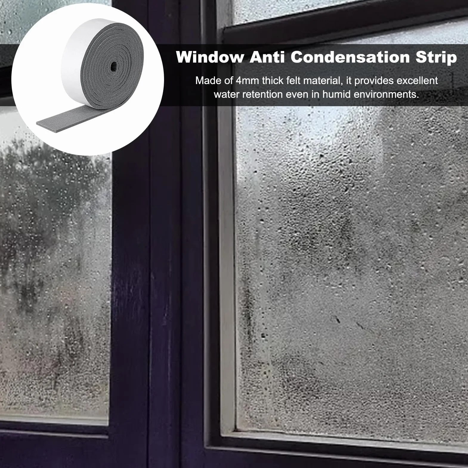 Tiras antihumedad para ventana Byeaon, absorbentes de condensación, reutilizables, 4 x 200 cm
