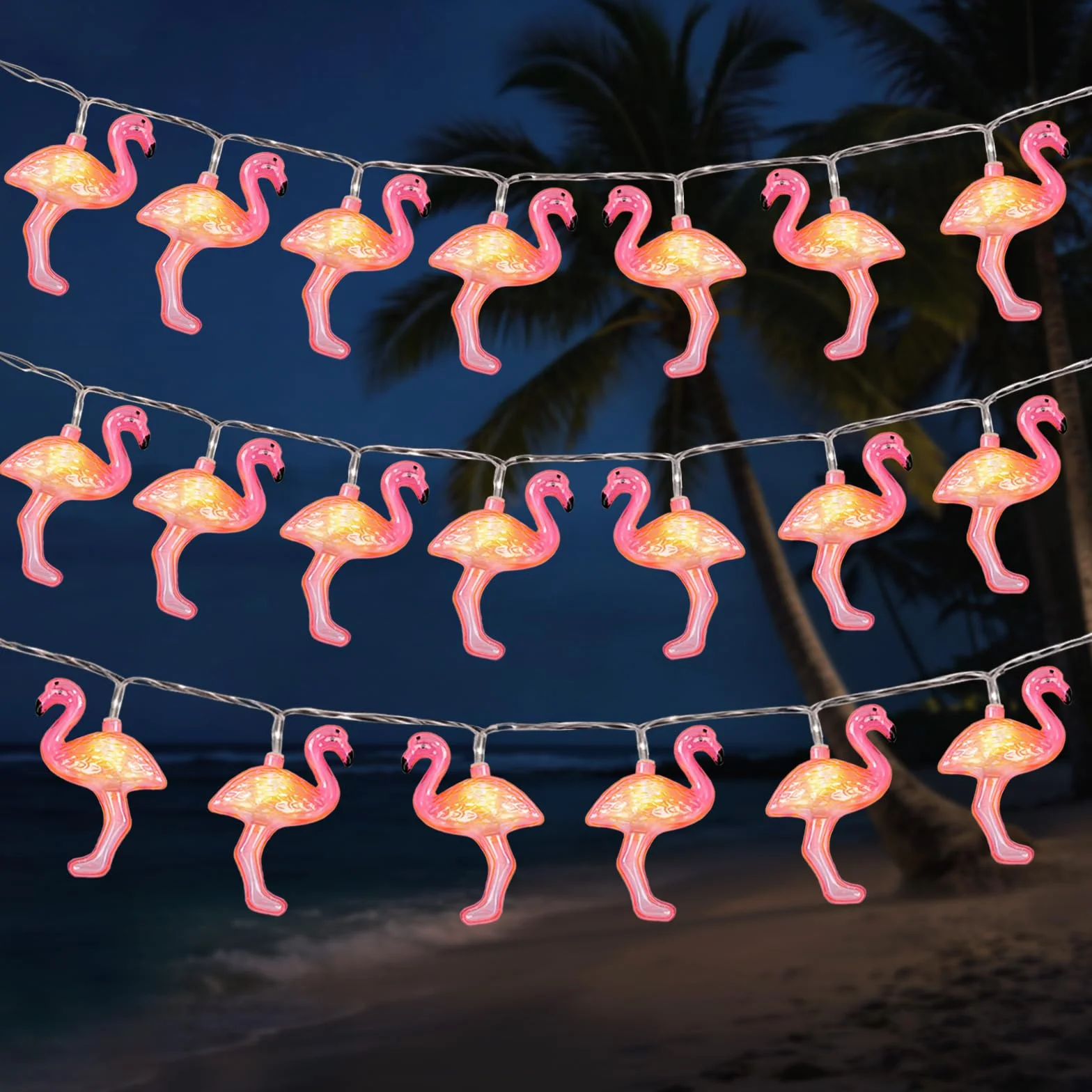 Guirnalda de Luces Flamenco 3m 20 LED Cadena Luminosa para Fiestas Hawaianas