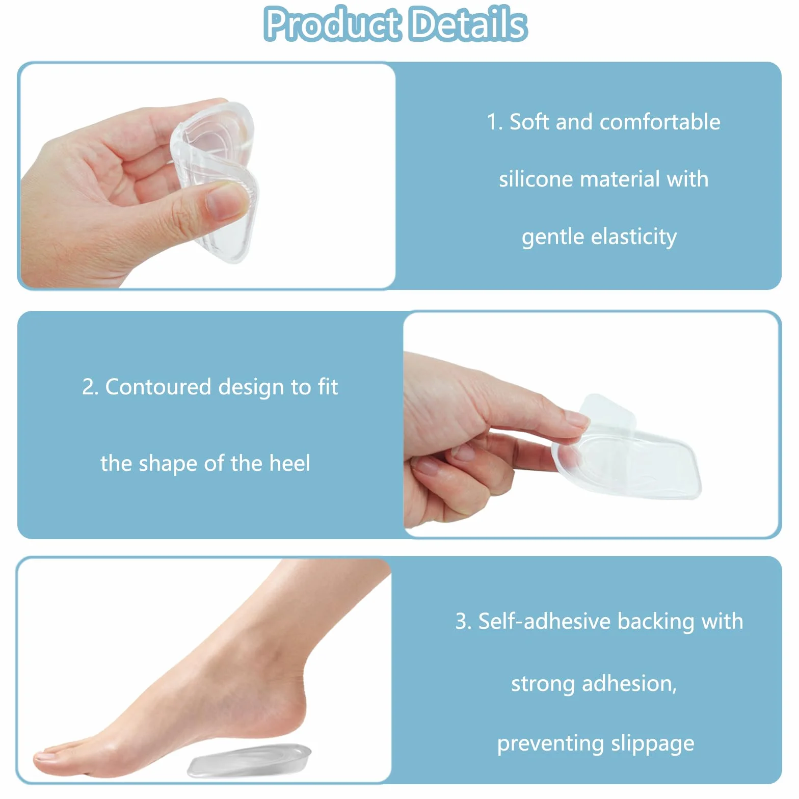Taloneras Silicona Almohadill Transparente Fascitis Plantar Plantillas Elevadoras Gel Espolon Aumento Altura Alzas Zapatos Mujer Hombres 1 CM
