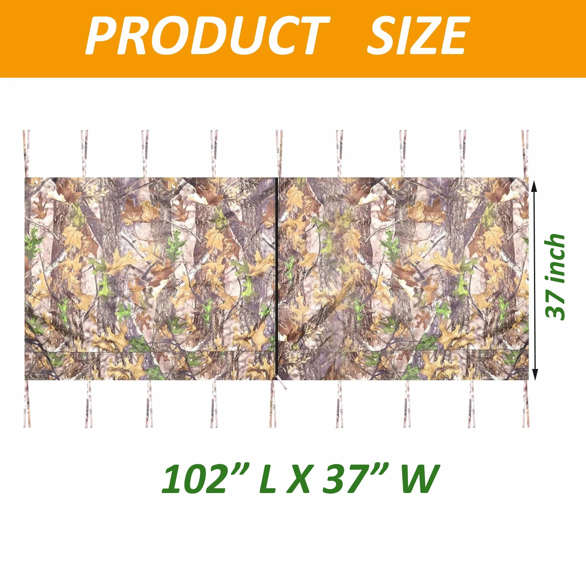 Persianas elevadas de 102 x 37 pulgadas, con soporte para árbol de caza, diseño de camuflaje, con cremallera, para ciervos de caza, pavo (marcos no incluidos)