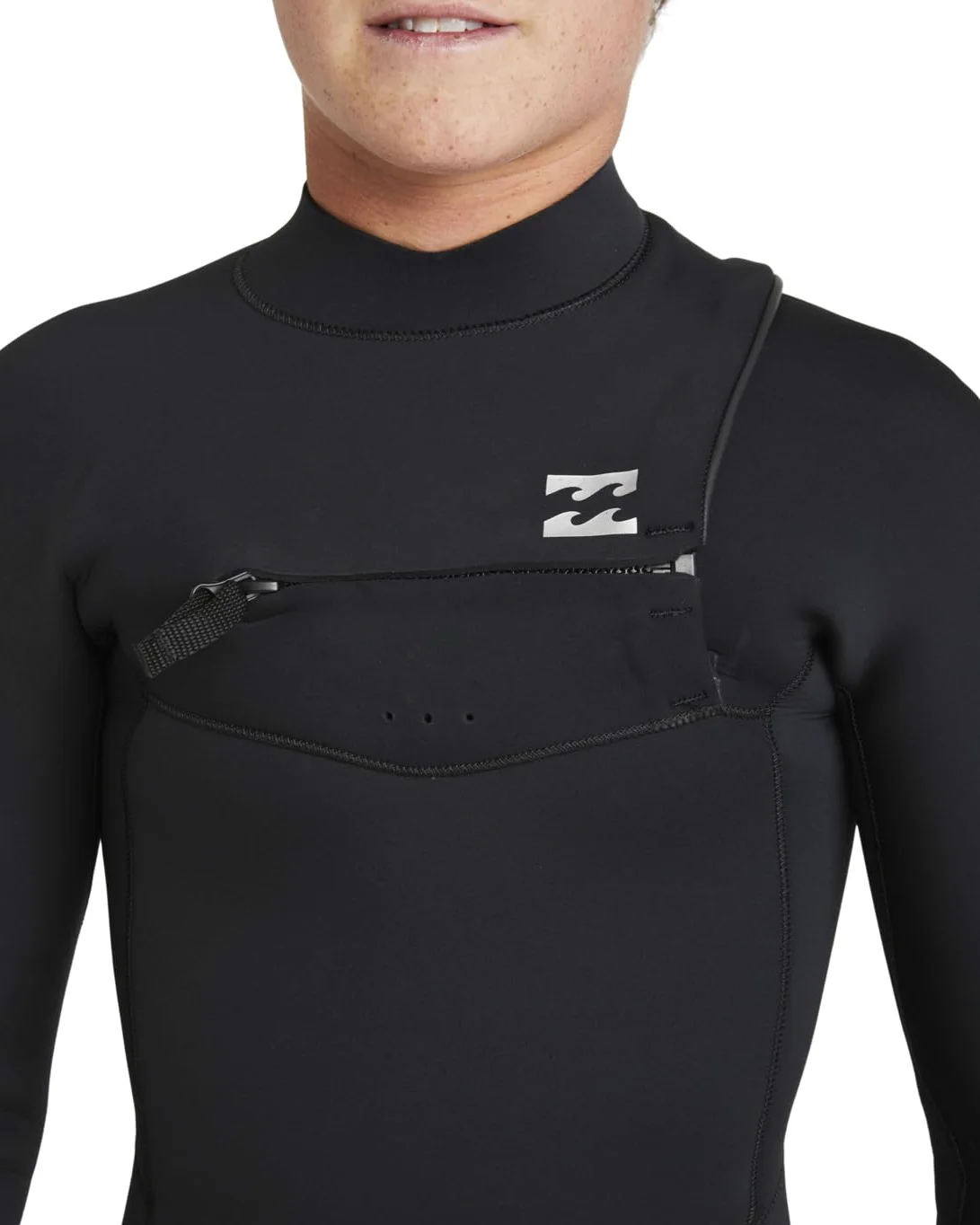 BILLABONG Traje de Neopreno Junior Foil de 5/4 mm con Cremallera en el Pecho - Negro - Manga Larga - Tipo de Espuma de Neopreno: Espuma Lite, parcialmente reciclada