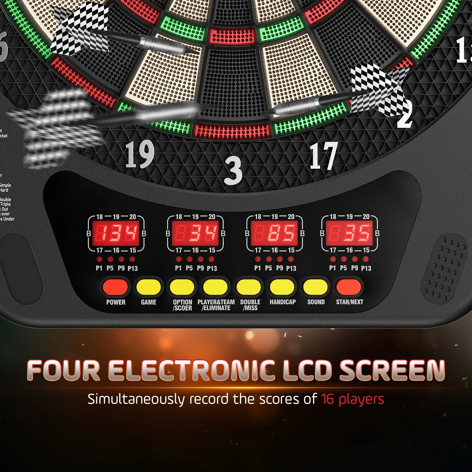 Diana Electrónica Profesional con Pantalla LCD Digital y Dardos de Punta Suave, Diana Dardos Electronica con 27 Juegos, 243 Modos Ideal para Amigos, Familia, Oficina, Fiestas de Pub.