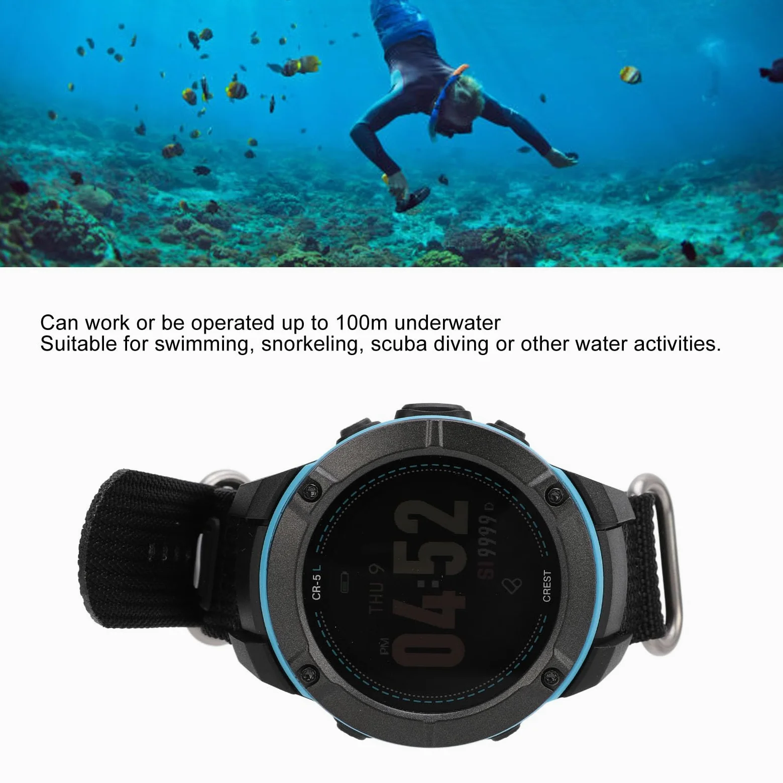 Reloj de Buceo con Computadora K1 Elegante Herramienta Multifuncional Bluetooth para bajo el Agua 100 M de Profundidad Negro Acero Inoxidable 316