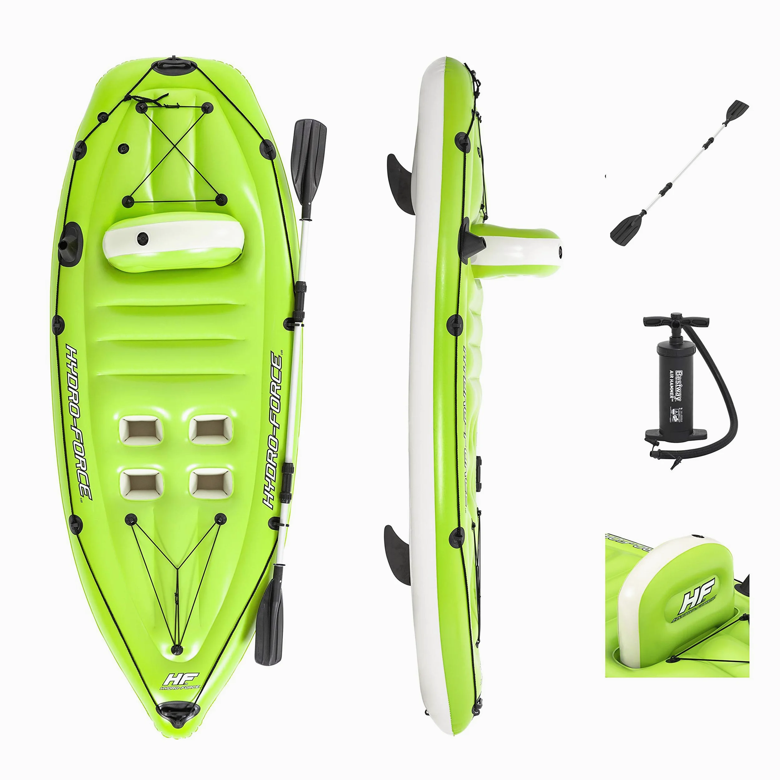 BESTWAY 65097 - Kayak Hinchable Hydro-Force Koracle 270x100 cm Individual con Remo y Bomba