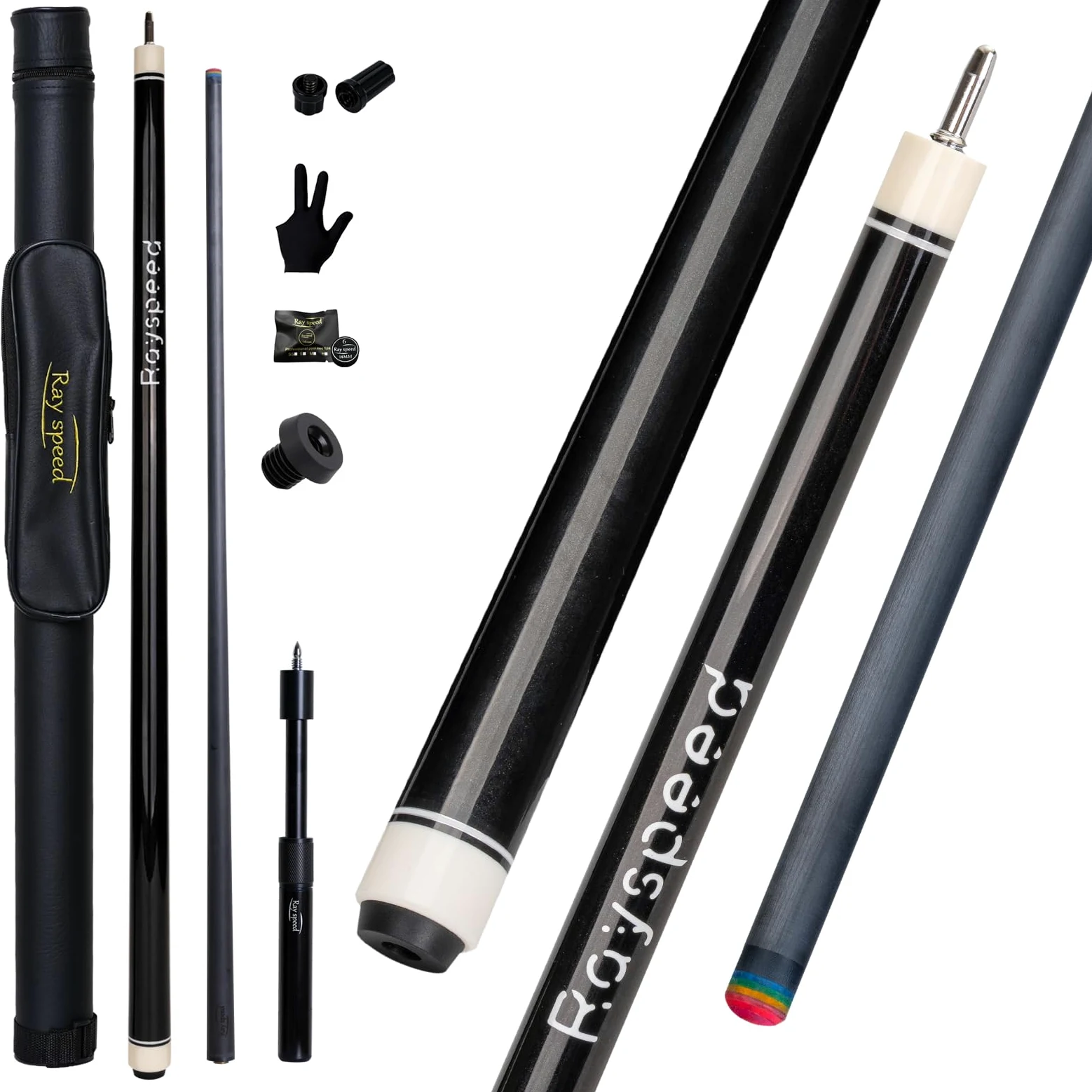 Taco de billar de fibra de carbono de 12,5 mm, baja desviación, tecnología de carbono completo, palo de billar para adultos, taco de billar profesional con junta de pin Uni-loc