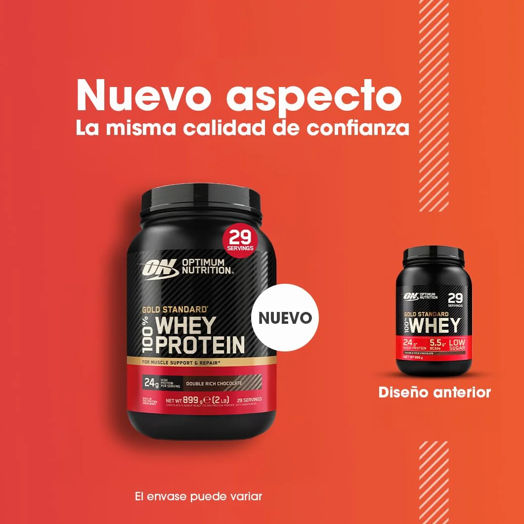 Optimum Nutrition Gold Standard 100% Whey Proteína en Polvo Doble Chocolate 899g 29 Servicios