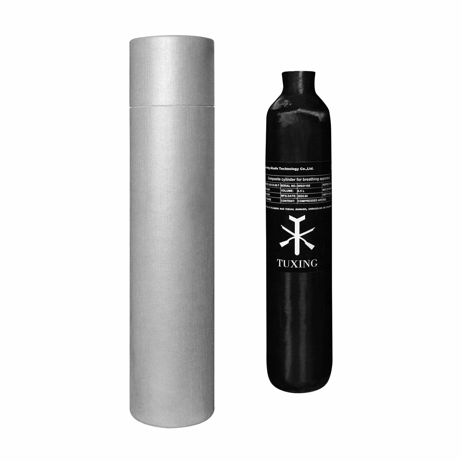 TUXING Tanque de Aire PCP 4500PSI 0.5L Fibra de Carbono Cilindro HPA 31Cu in 500cc Rosca M18*1.5