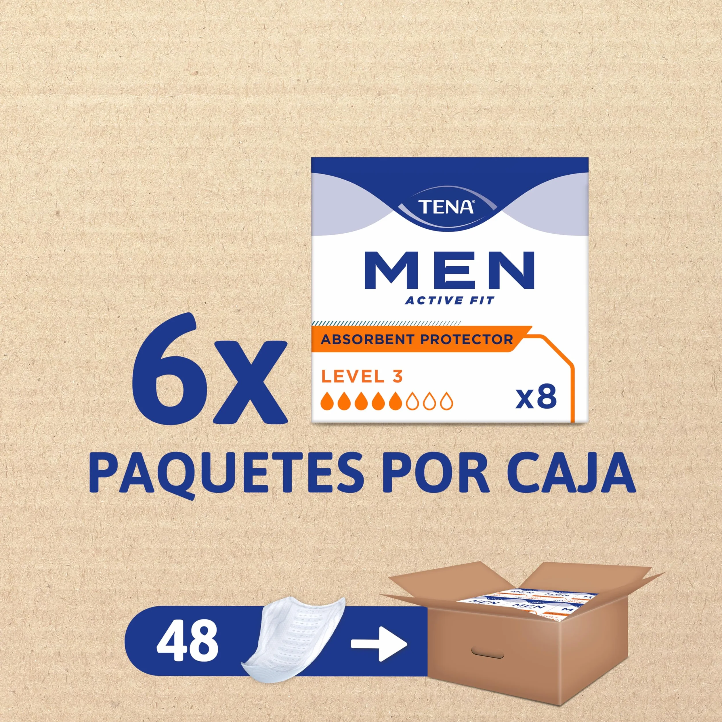 TENA Men Nivel 3 Compresa Protectora para Hombre Incontinencia Moderada 48 Unidades