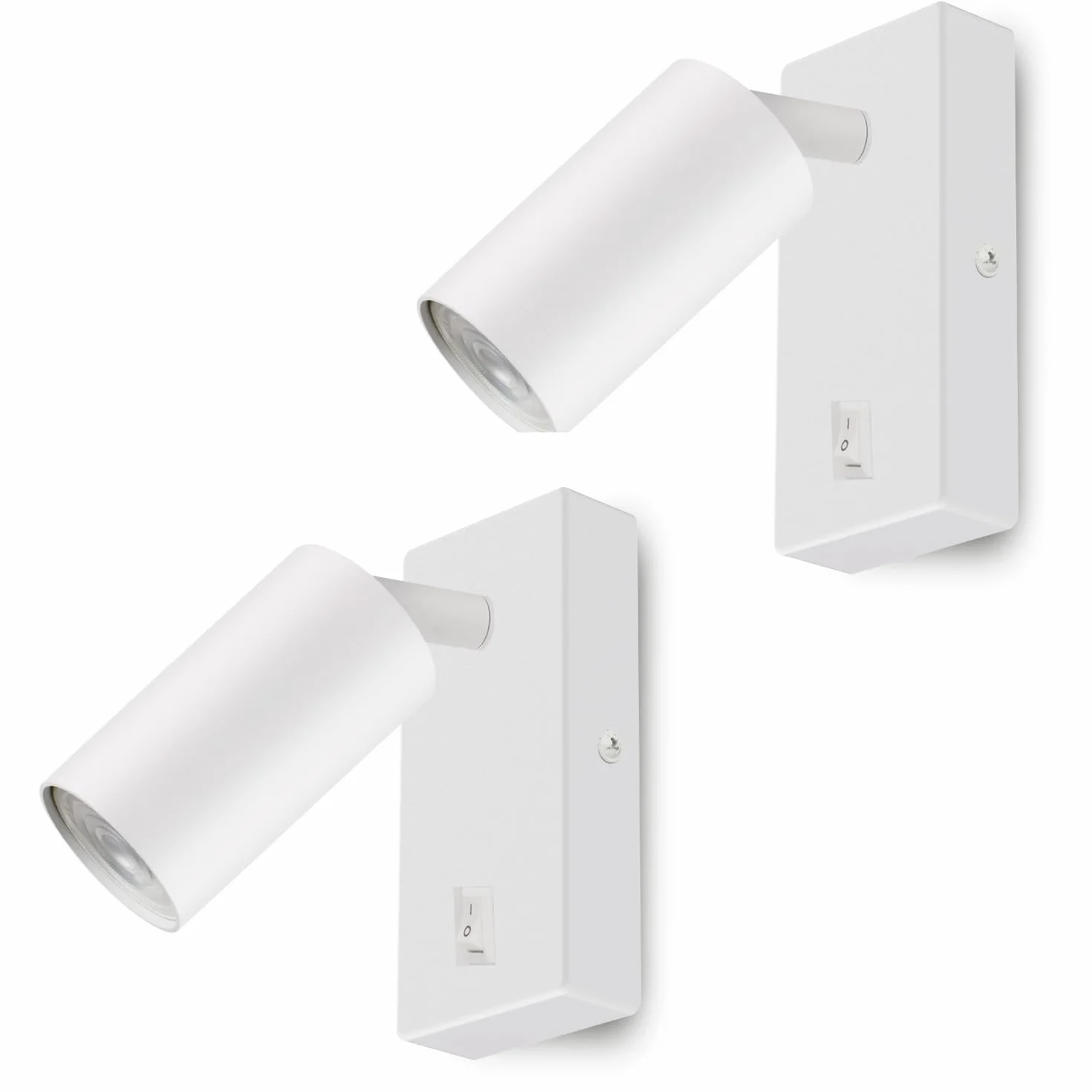 Maclean MCE369 Aplique de Pared GU10 con Interruptor 40W 7W Blanco 2 Unidades 55x100 mm